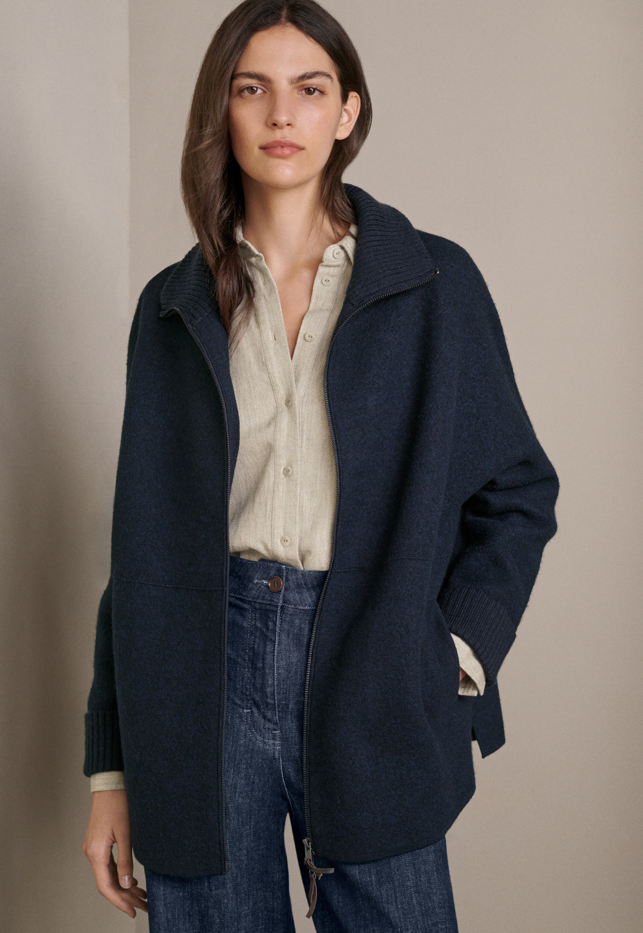 Zip up wool jacket on sale