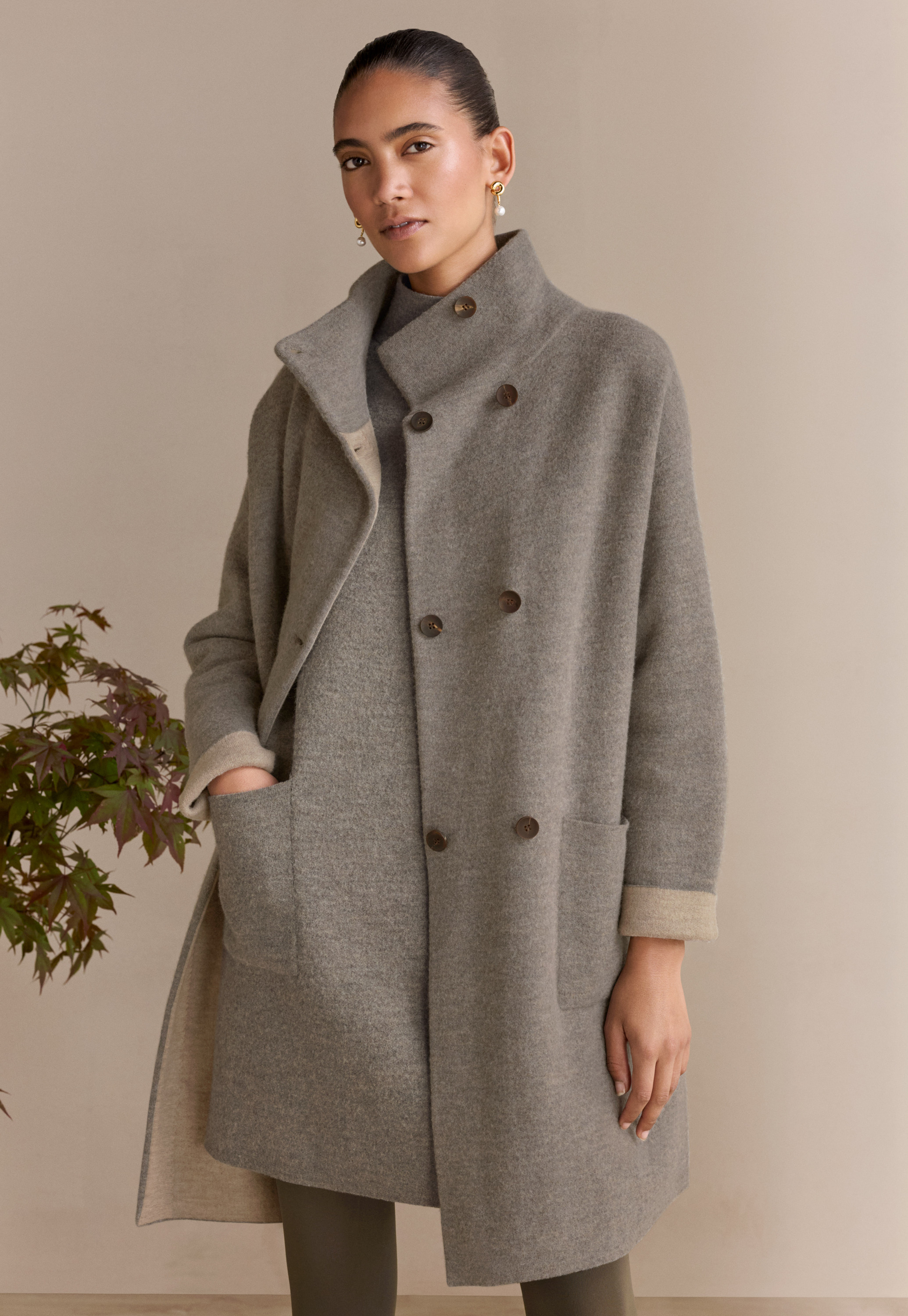 Poetry - Boiled wool collared coatigan