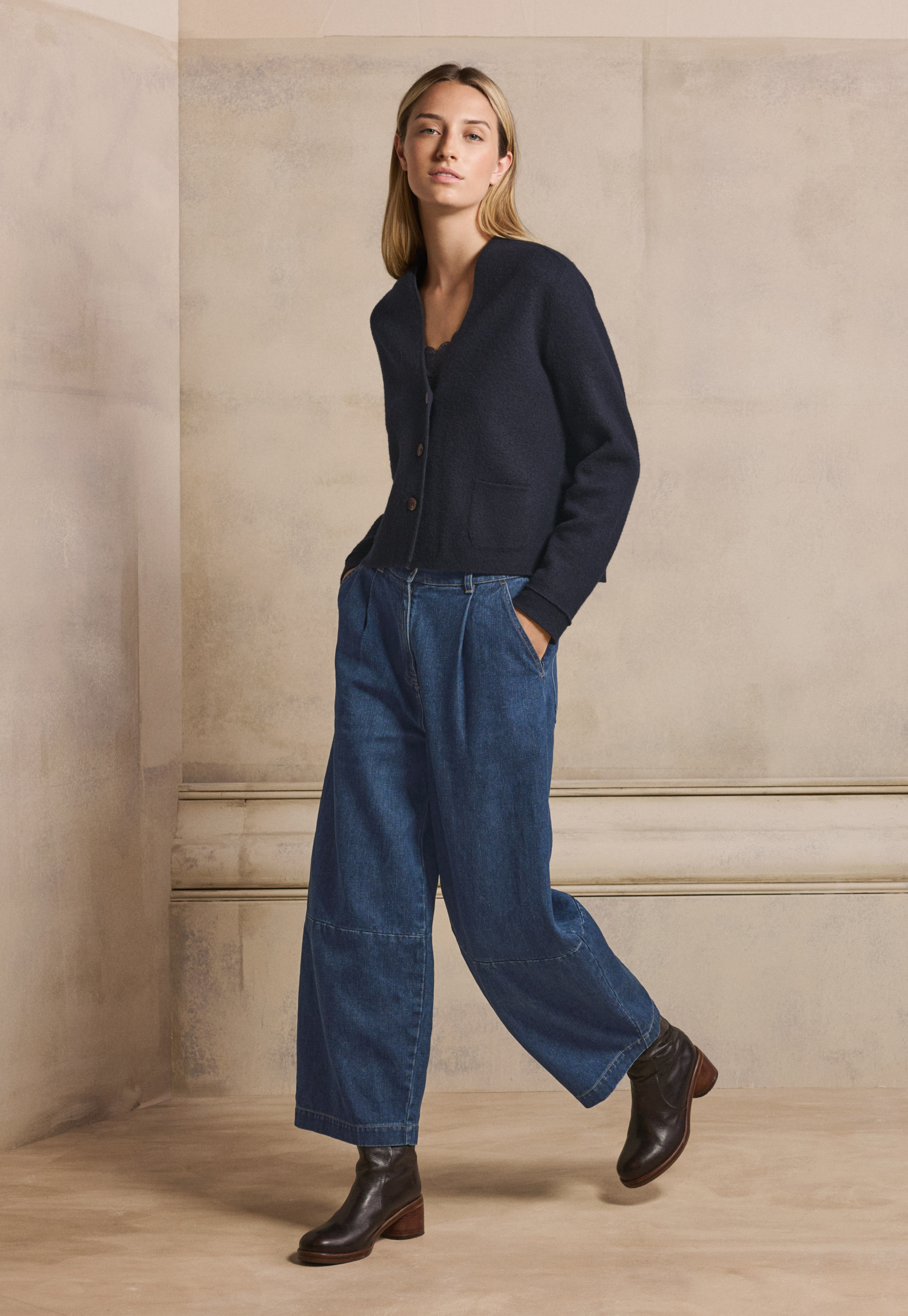 POETRY - Hemp & cotton indigo barrel-leg trousers