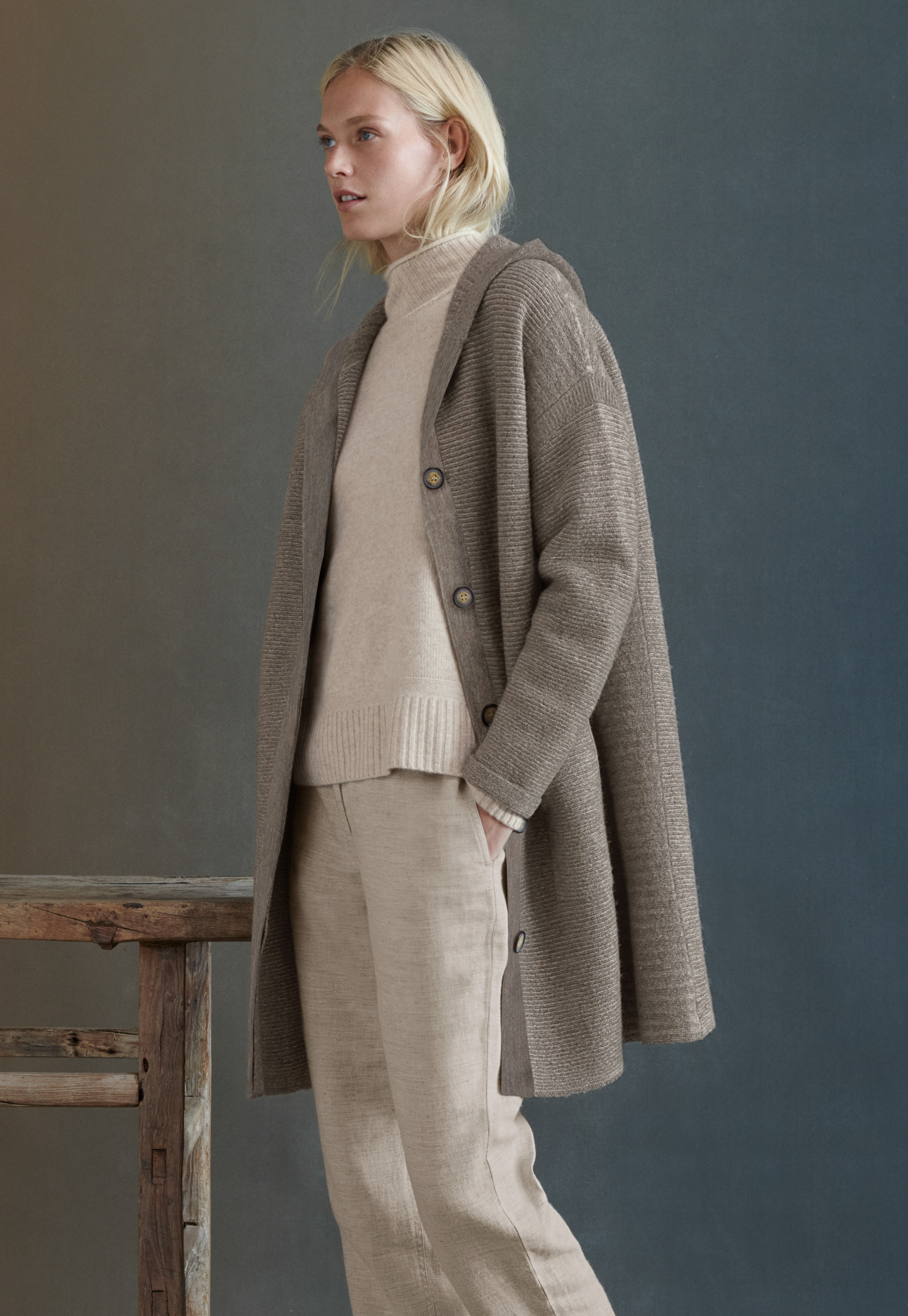 boiled wool black coat