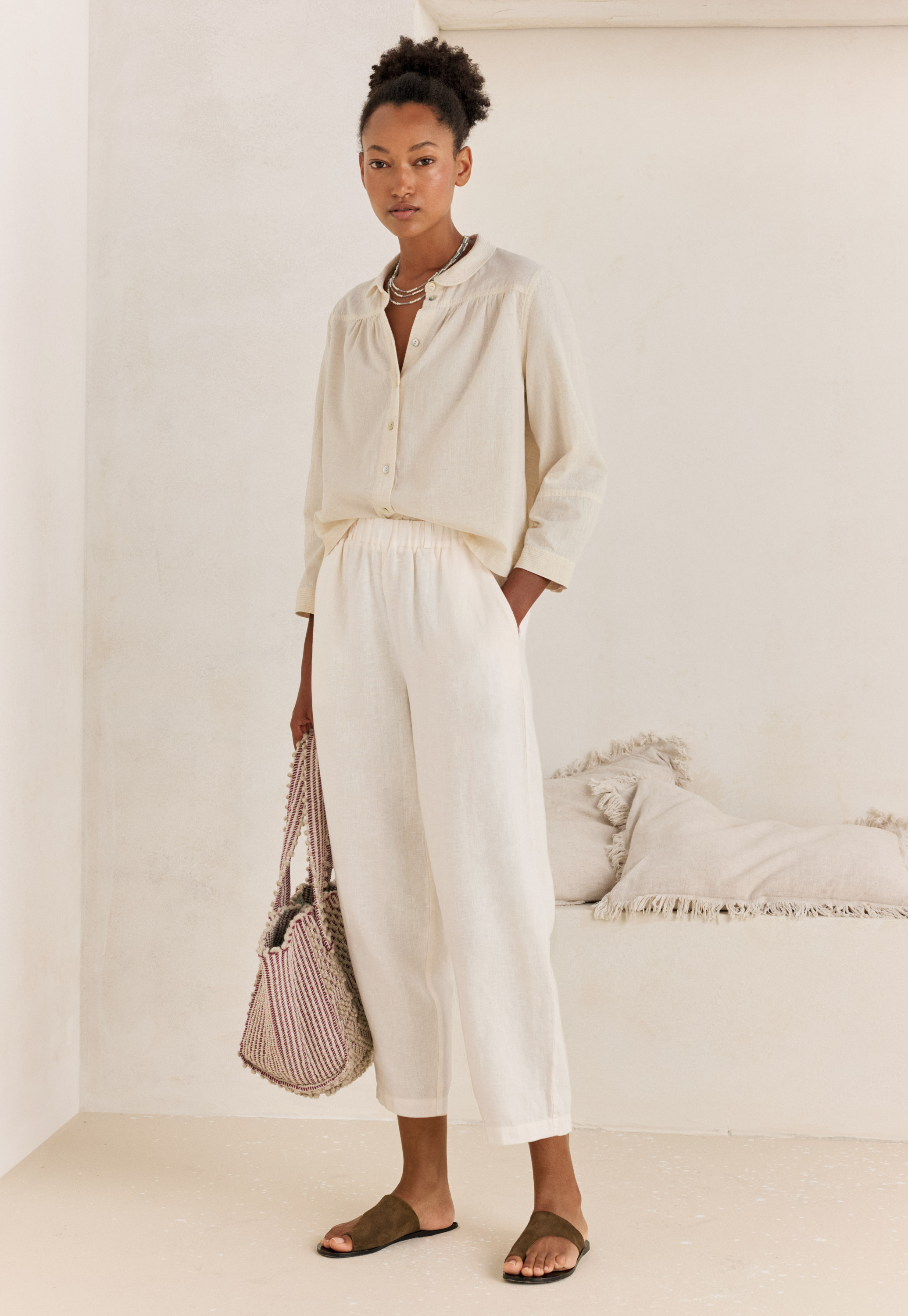 Poetry - Cropped linen trousers