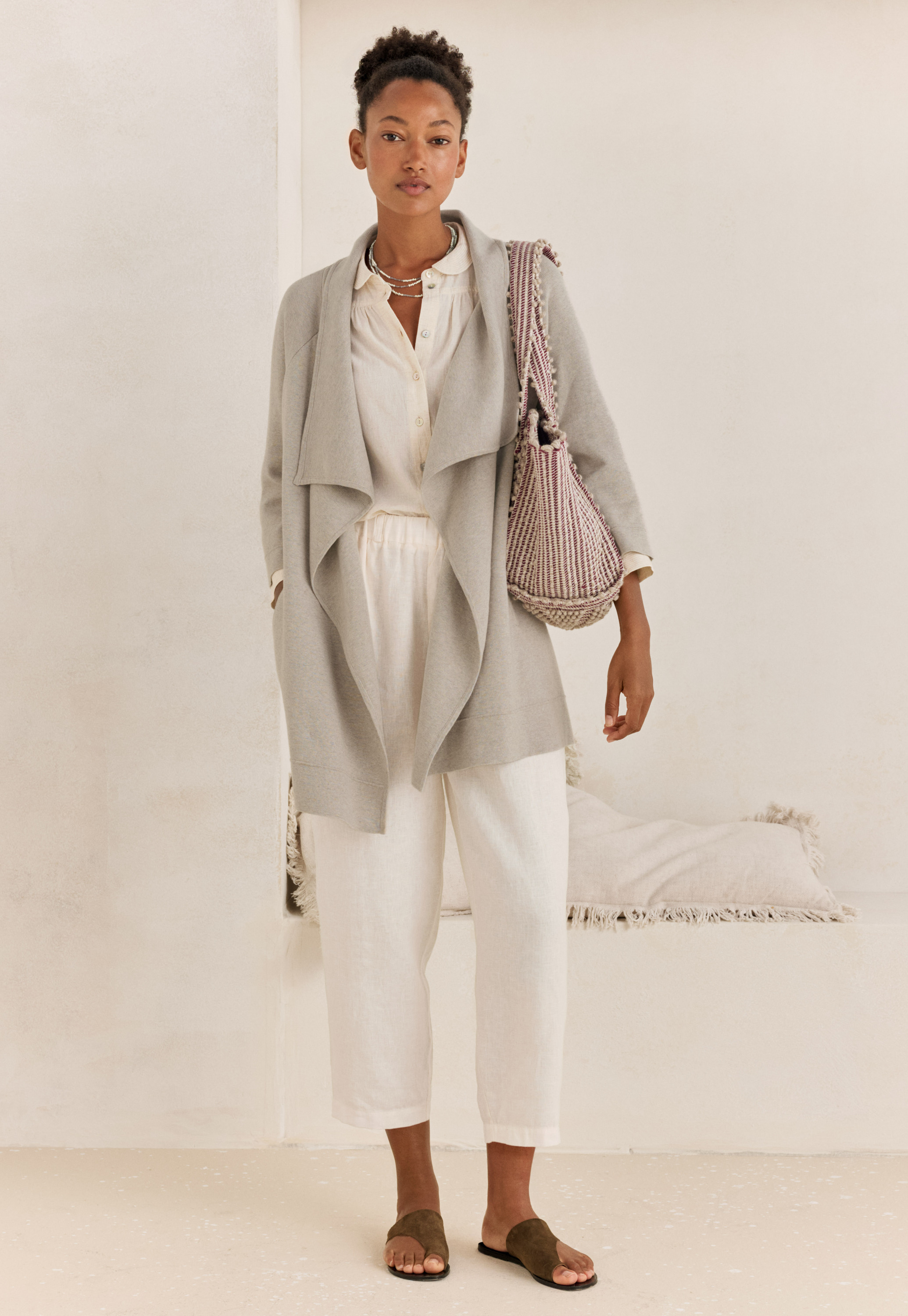 Poetry - Knitted cotton waterfall-edge jacket Poetry - Knitted cotton waterfall-edge jacket