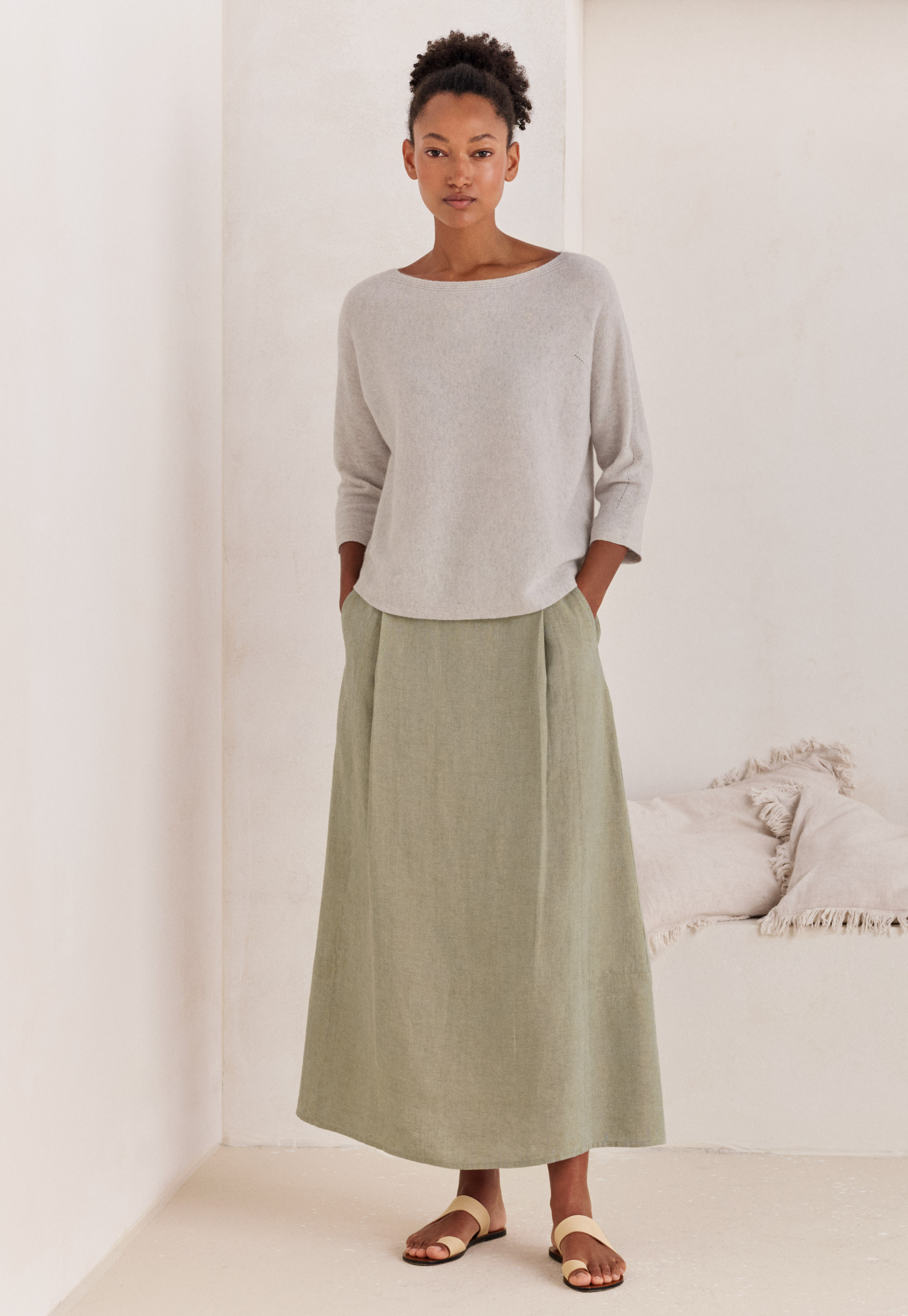 Poetry - Linen panelled skirt