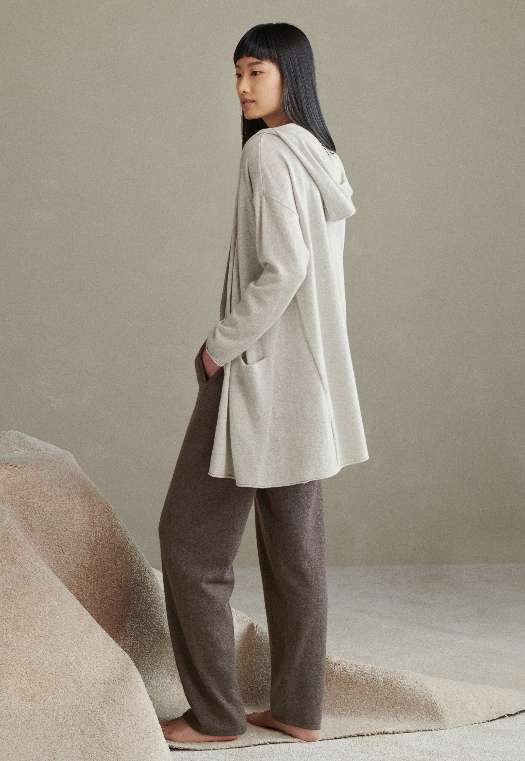 Poetry - Longline cashmere hooded cardigan