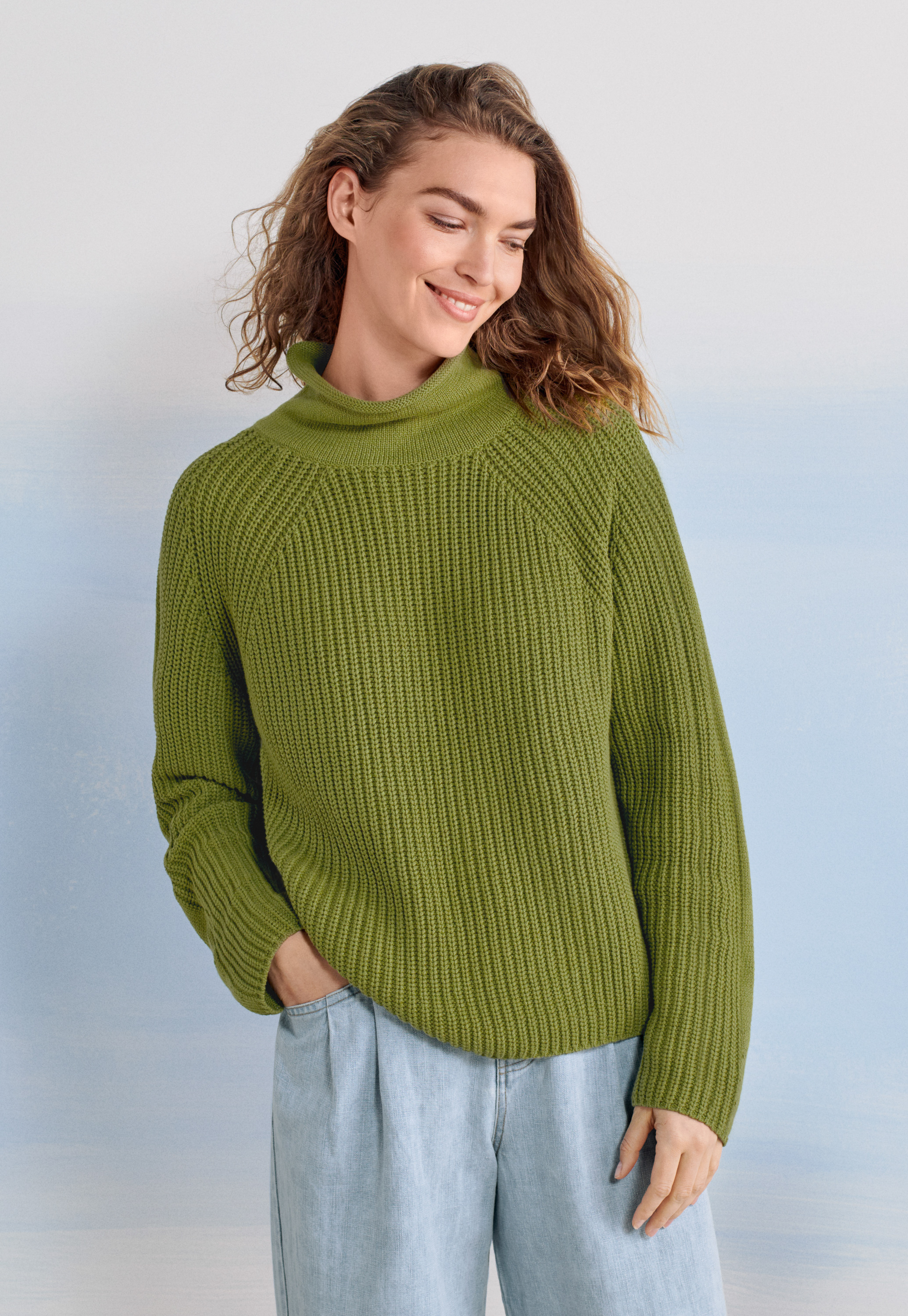 funnel neck cotton sweater