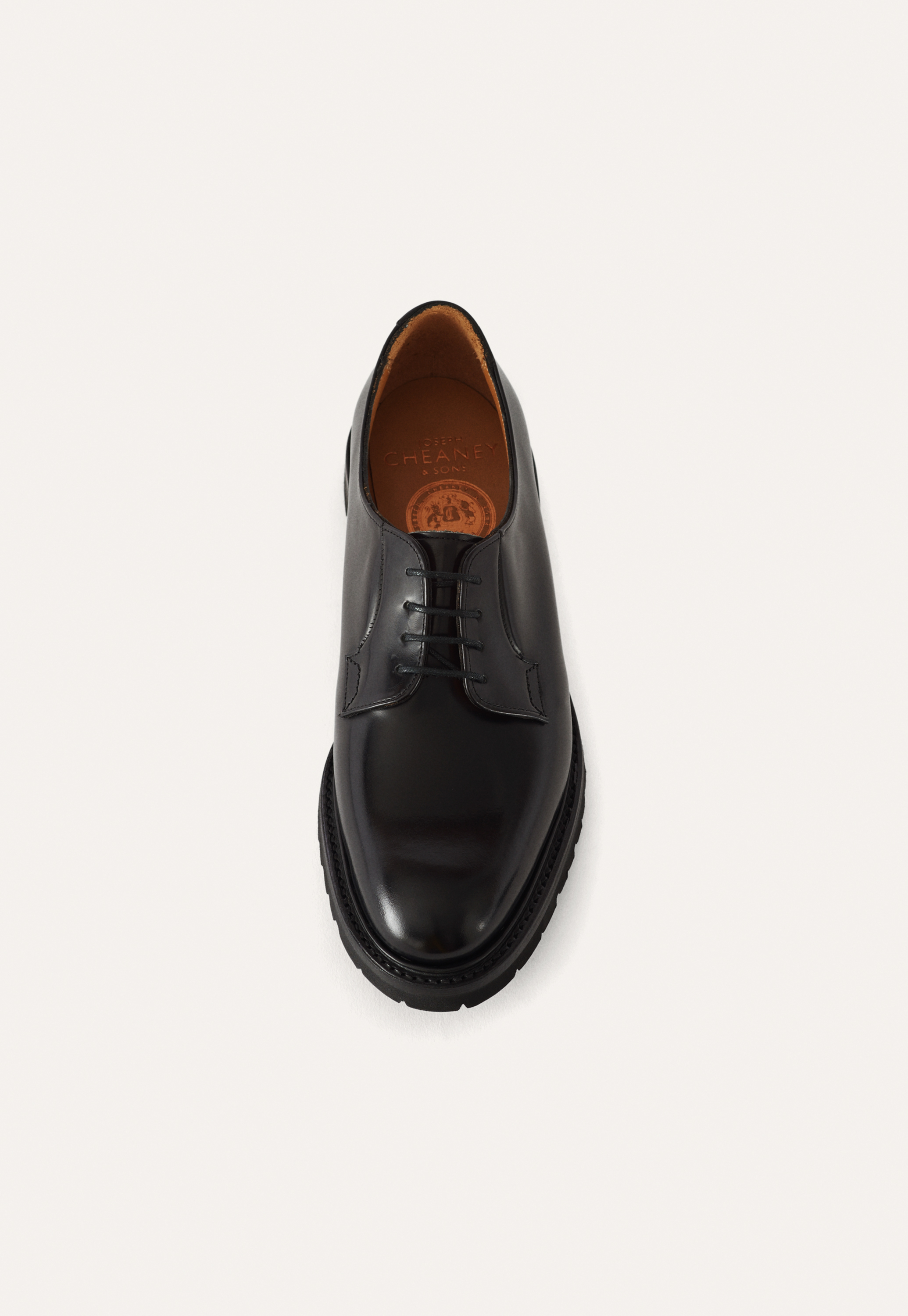 All Leather Handmade Cheaney of England Mens Black Work Dress Shoes US 8 UK 7.5 Wilfred Black Calf Semi-Brogue Oxfords | Bowhill and Elliott main image 3