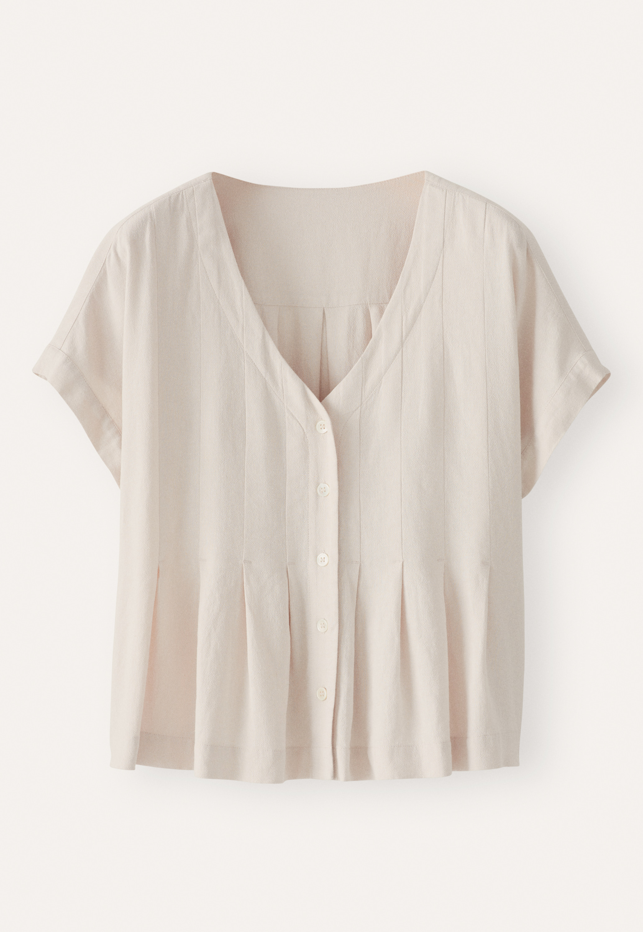 POETRY - EcoVero™ viscose & linen pleat-front top