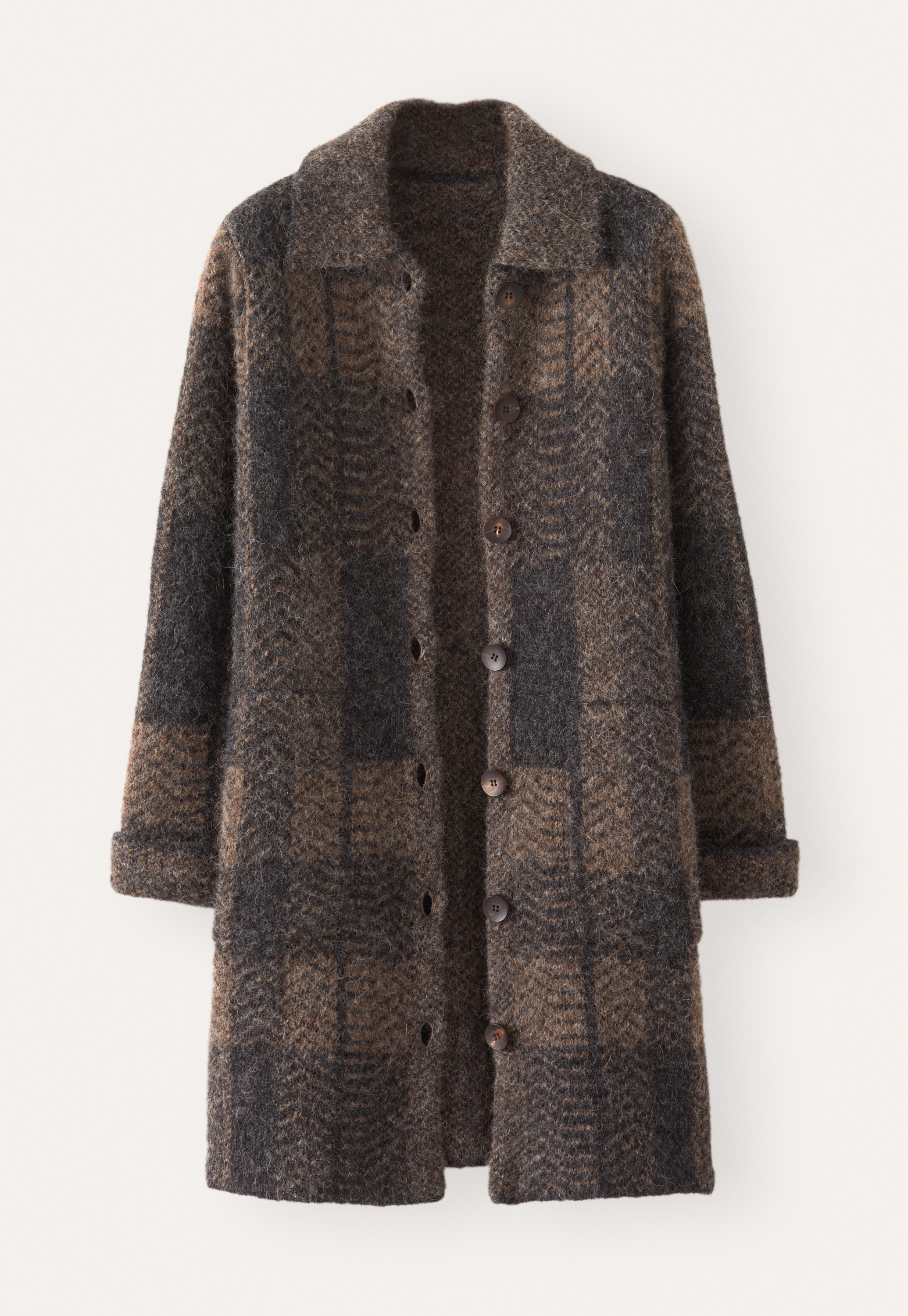 POETRY - Alpaca & silk checked knitted coat