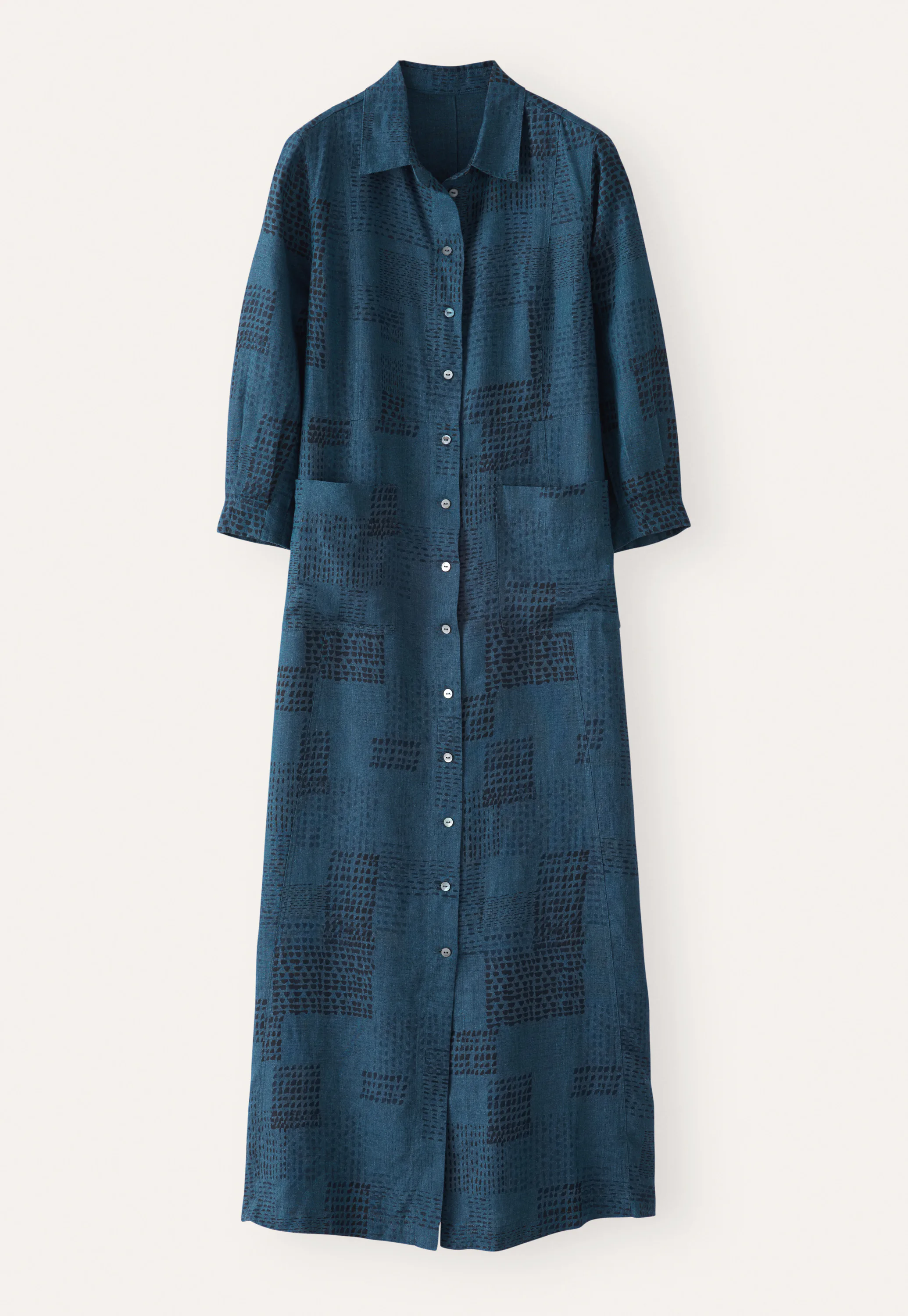 POETRY - Long printed linen shirt-dress POETRY - Long printed linen shirt-dress