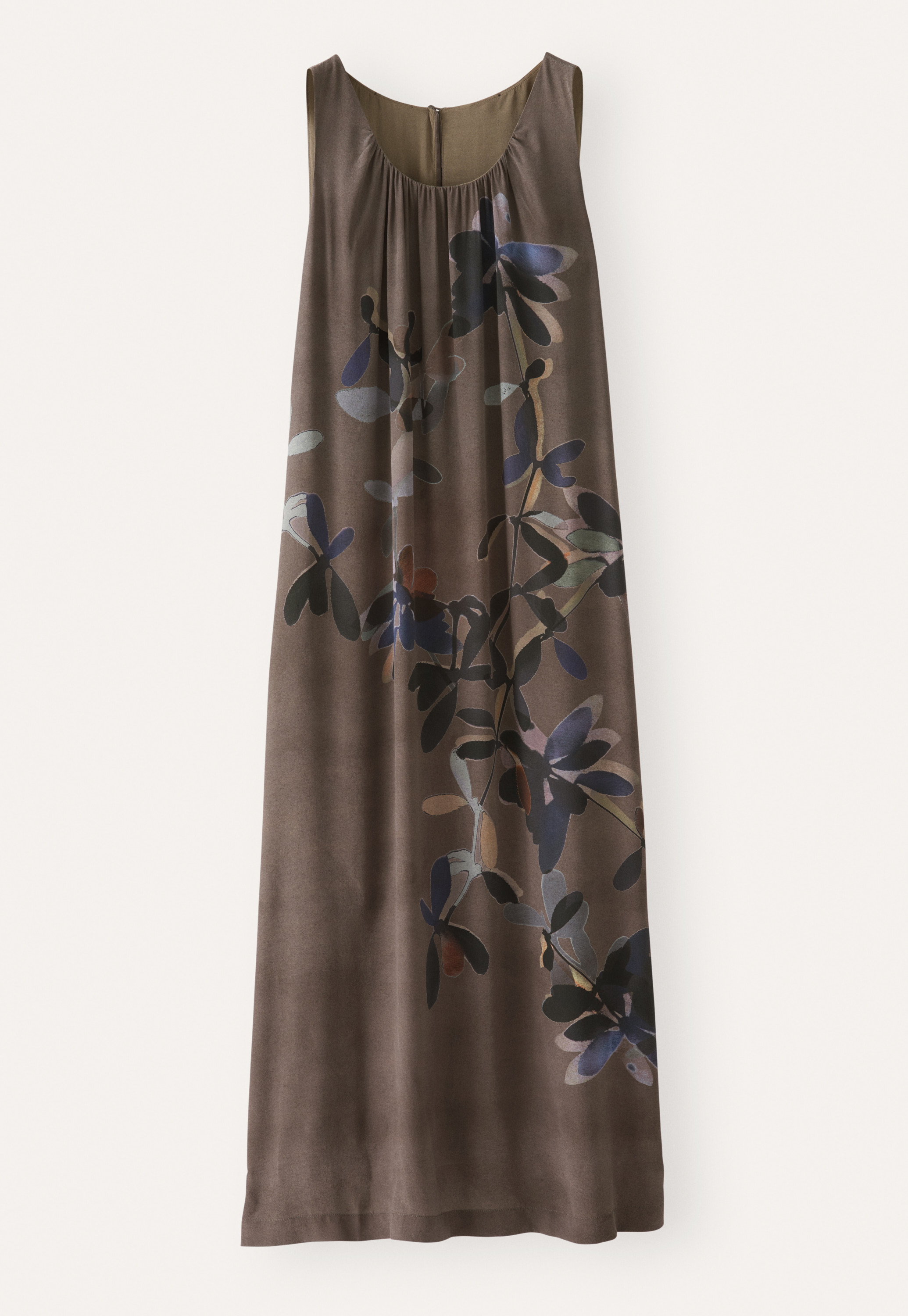 poetry silk dress Printed silk gathered-neck dress