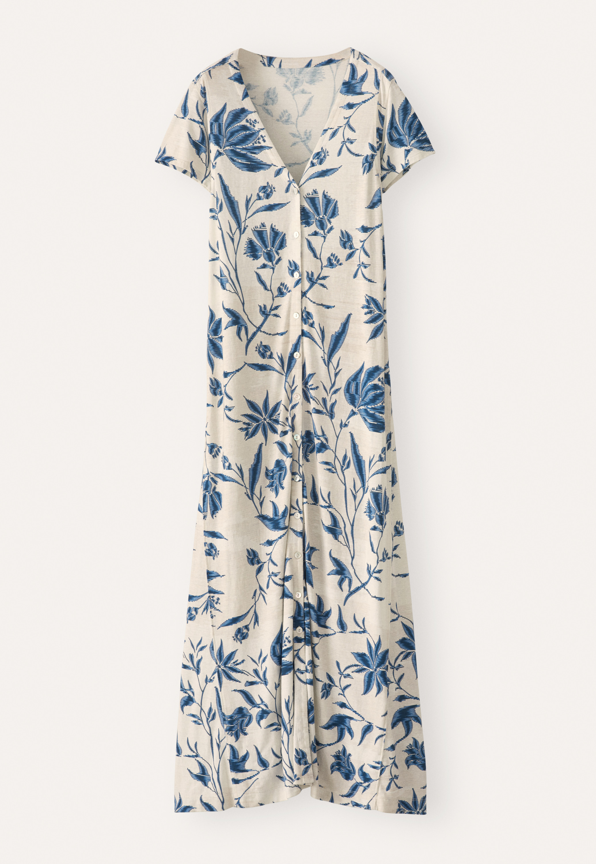 POETRY - Printed hemp & cotton long jersey dress