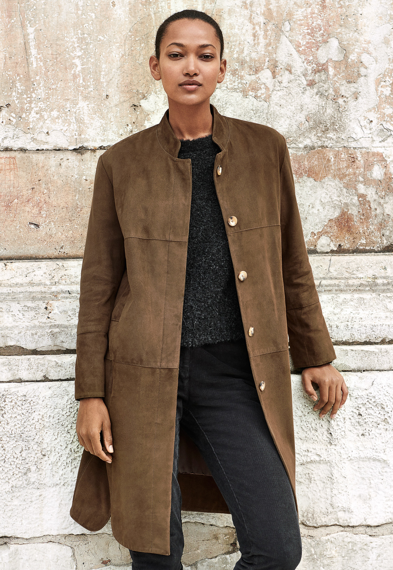 suede trench