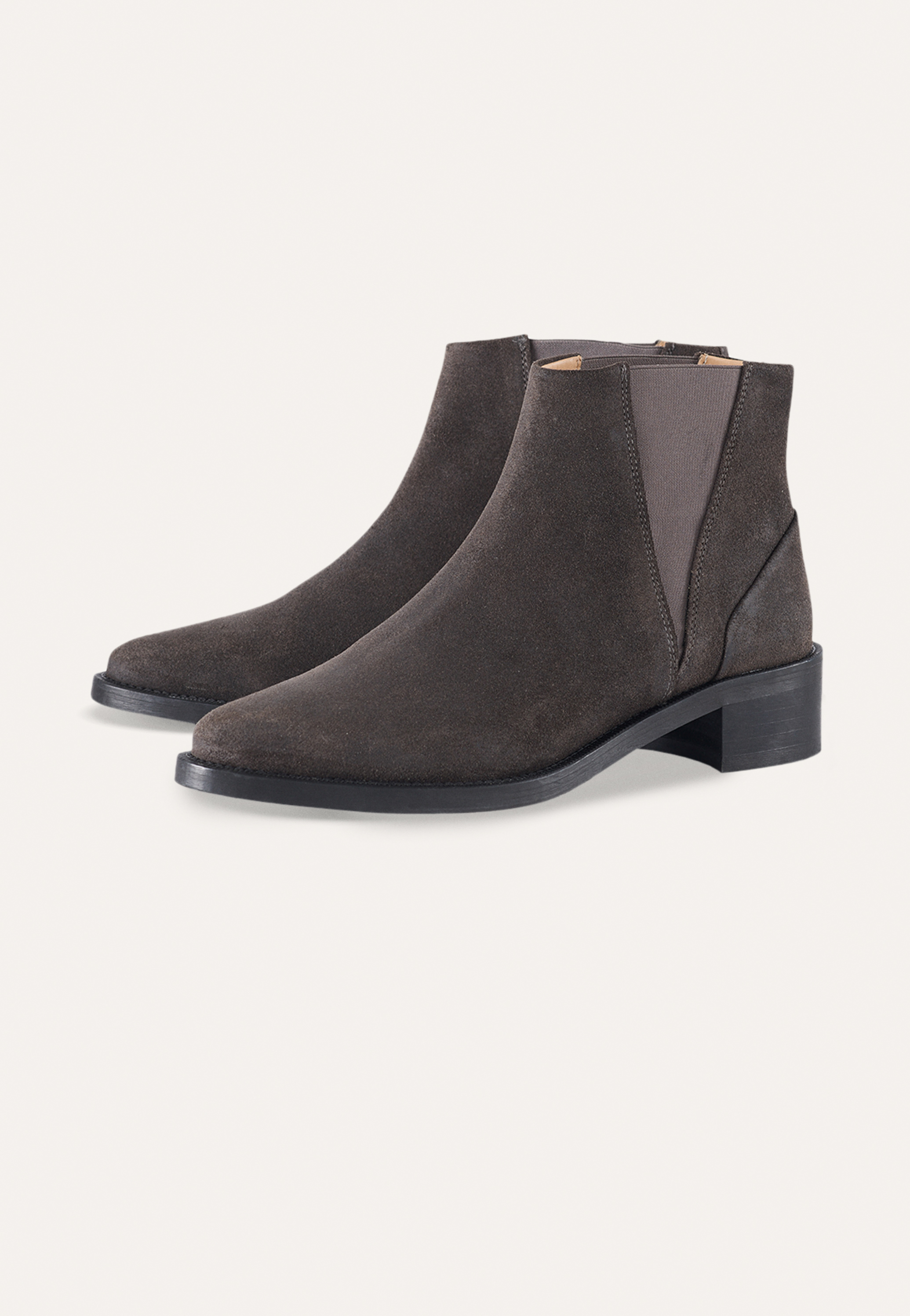 black suede pointed chelsea boots