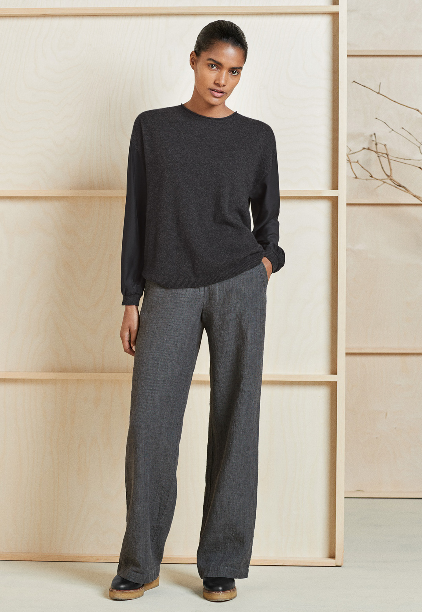 Poetry - Wide leg high-twist linen trousers
