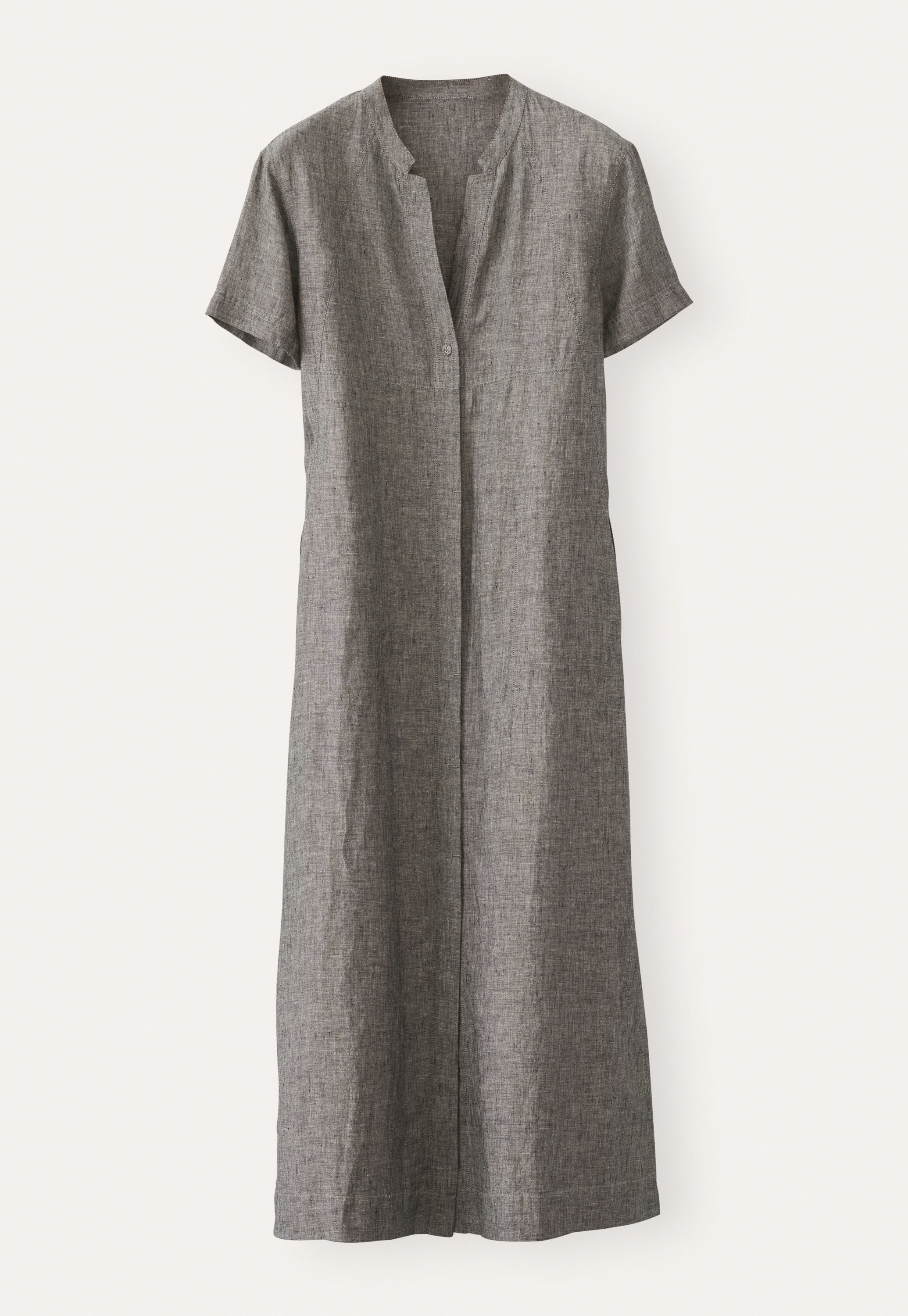 green button through dress