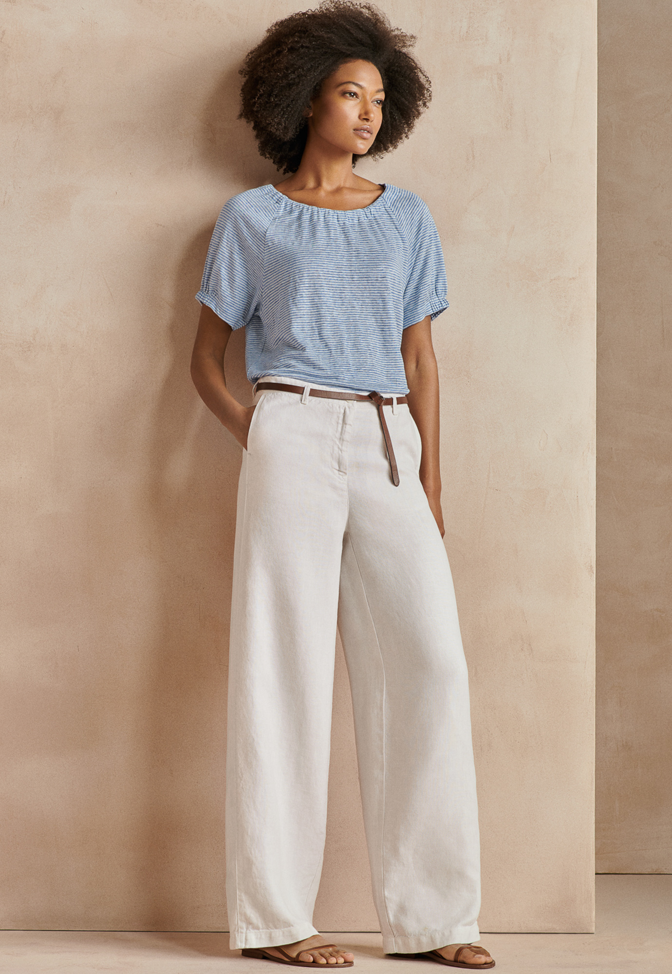Poetry - Wide-leg heavy linen trousers