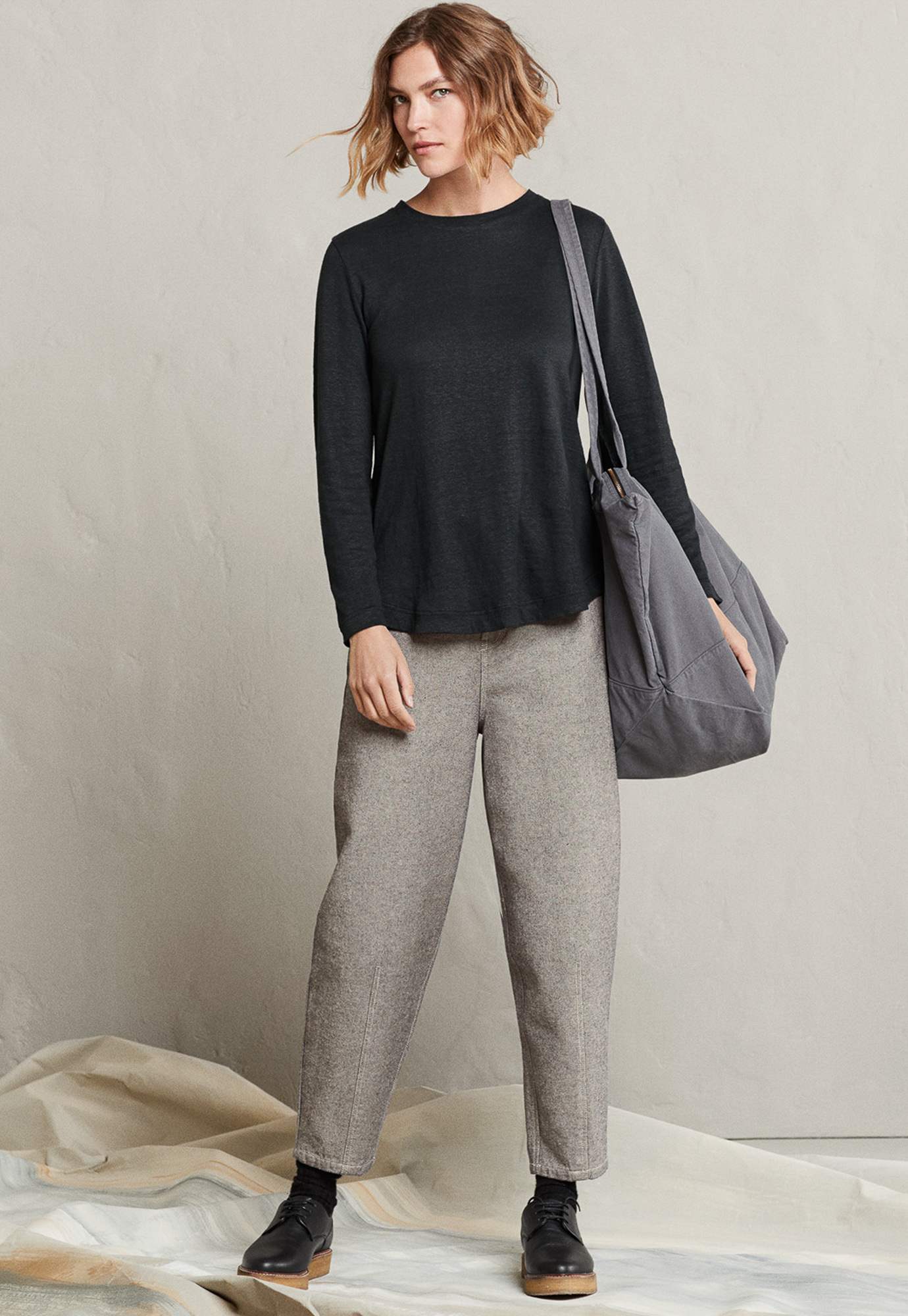 Poetry - Rounded-leg cotton twill trousers