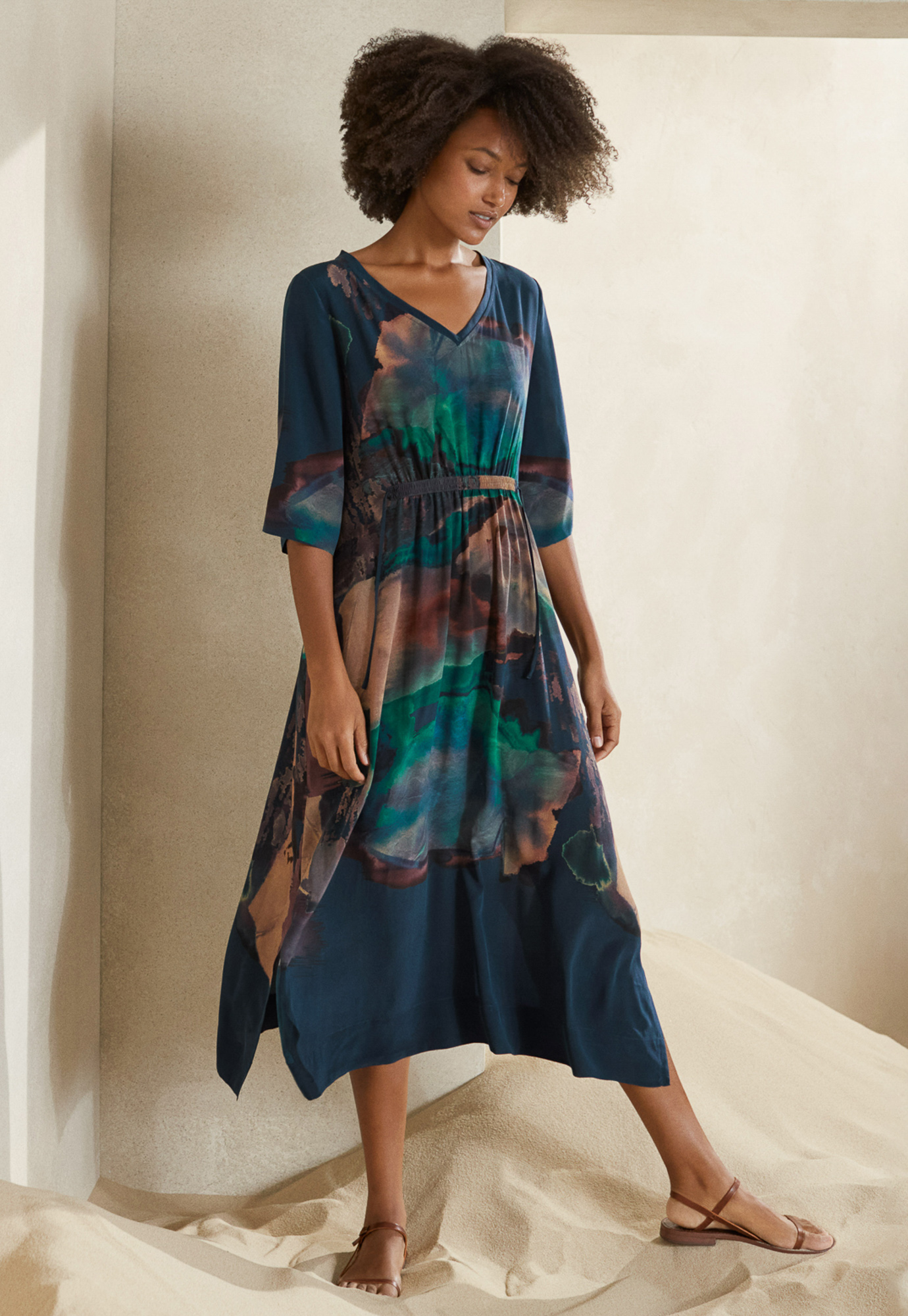 silk patterned dress