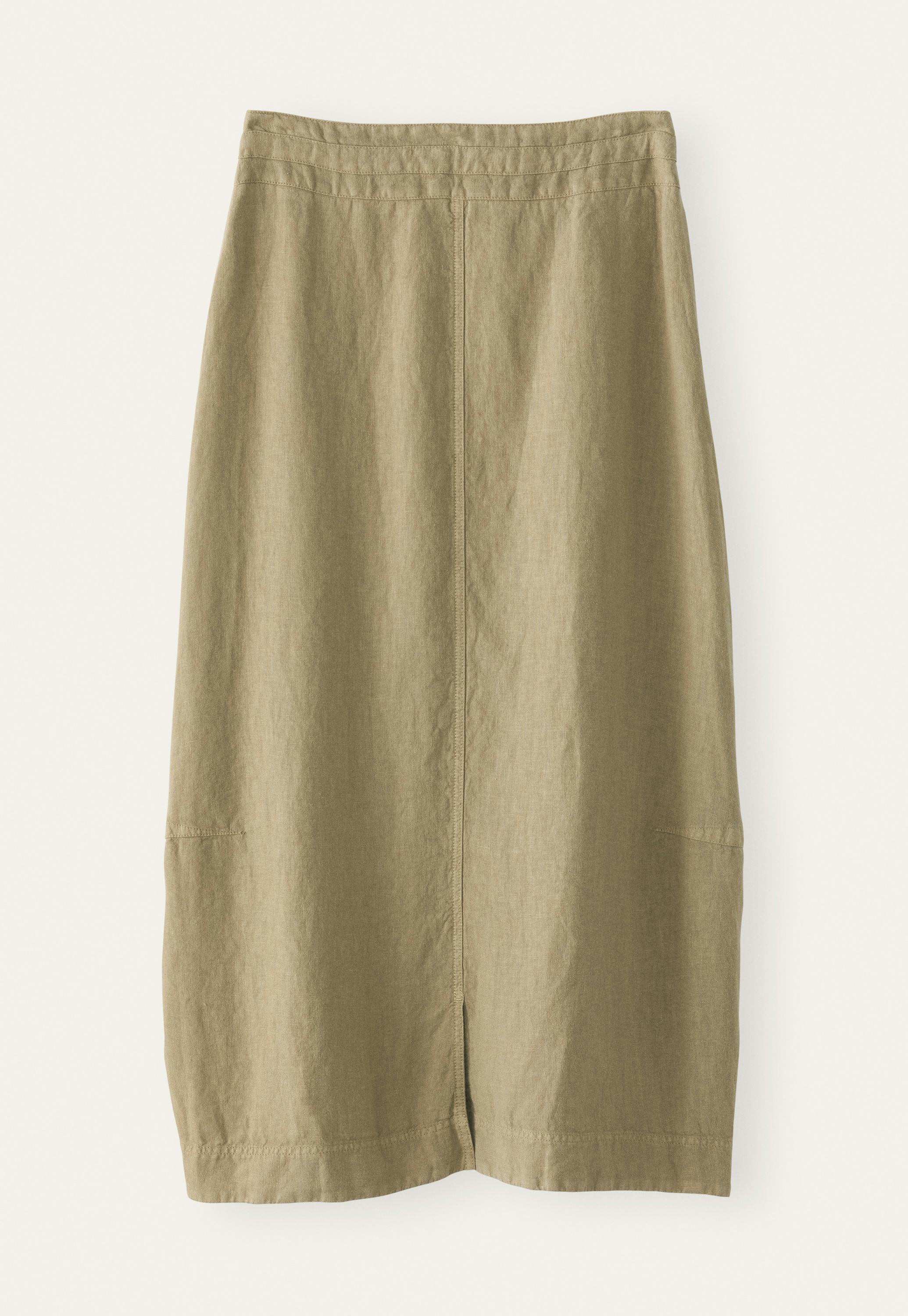 Long garment-dyed linen skirt