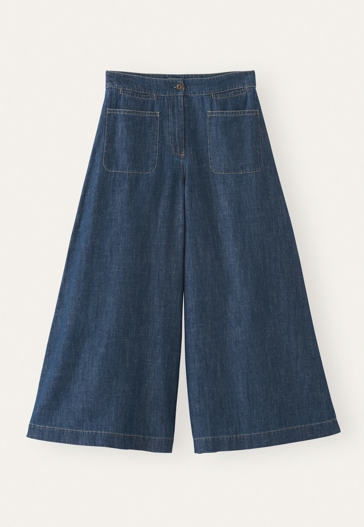 【KOOLOSET】[Only kooloset] Dirty Summer Pleats Banding PT Poetry - Indigo-dyed hemp & cotton culottes