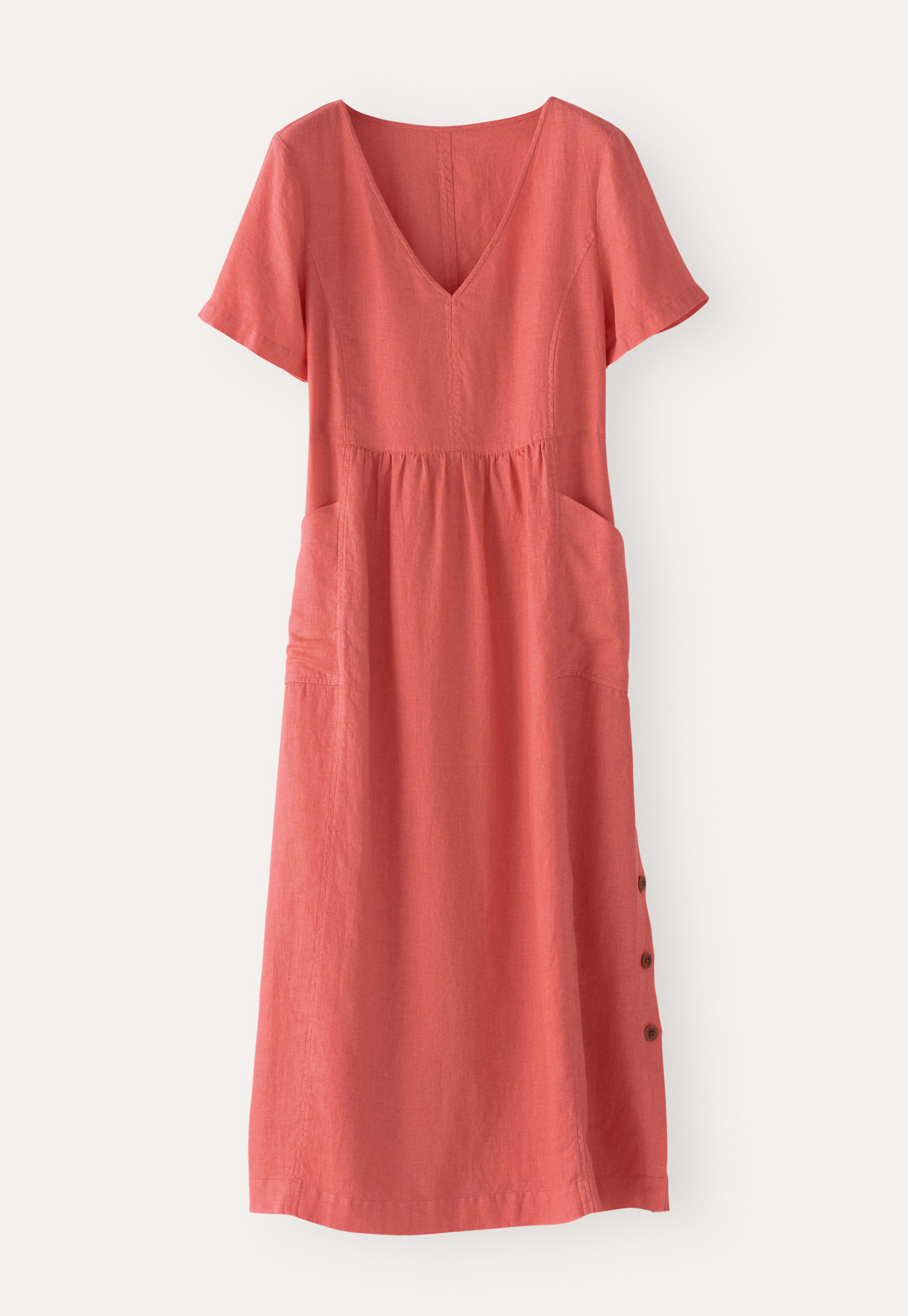 knee length dresses for ladies Fine Linen Dress With Pintuck Detail