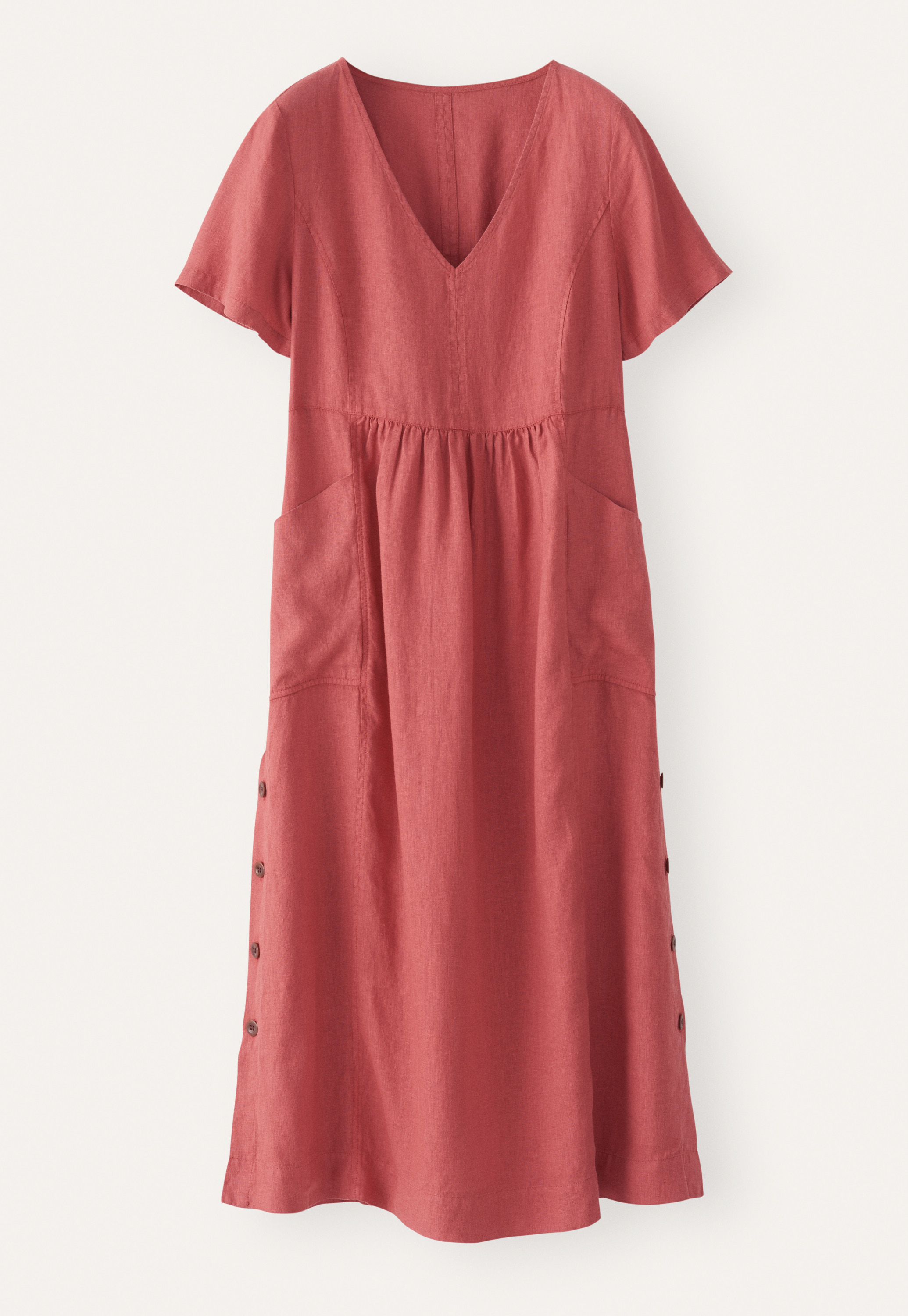 POETRY - Short-sleeve v-neck linen dress