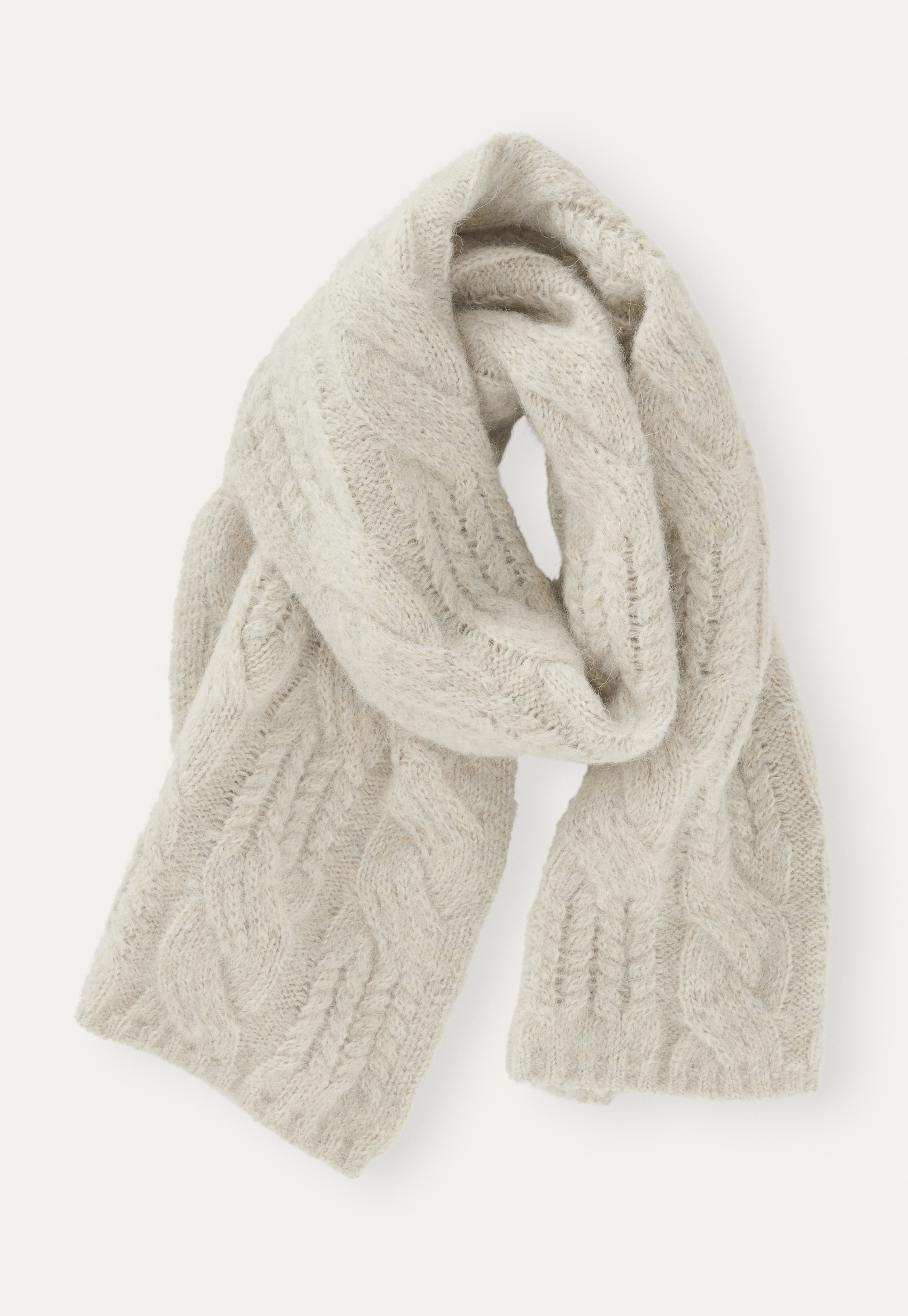 Poetry Alpaca and silk cable stitch scarf