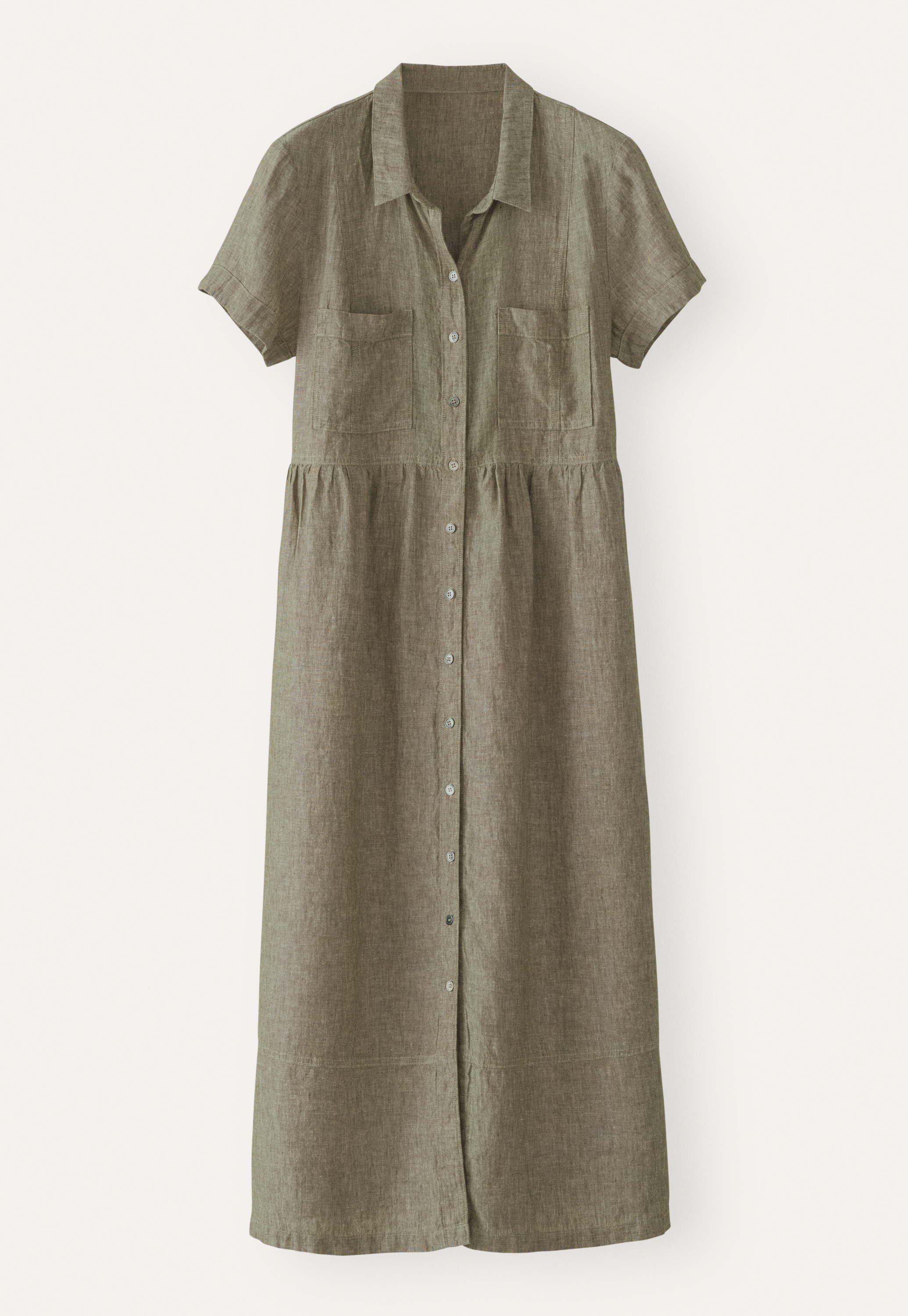 knee length dresses for ladies Linen Button-Up Shirt Dress | Belted Casual Midi Dress