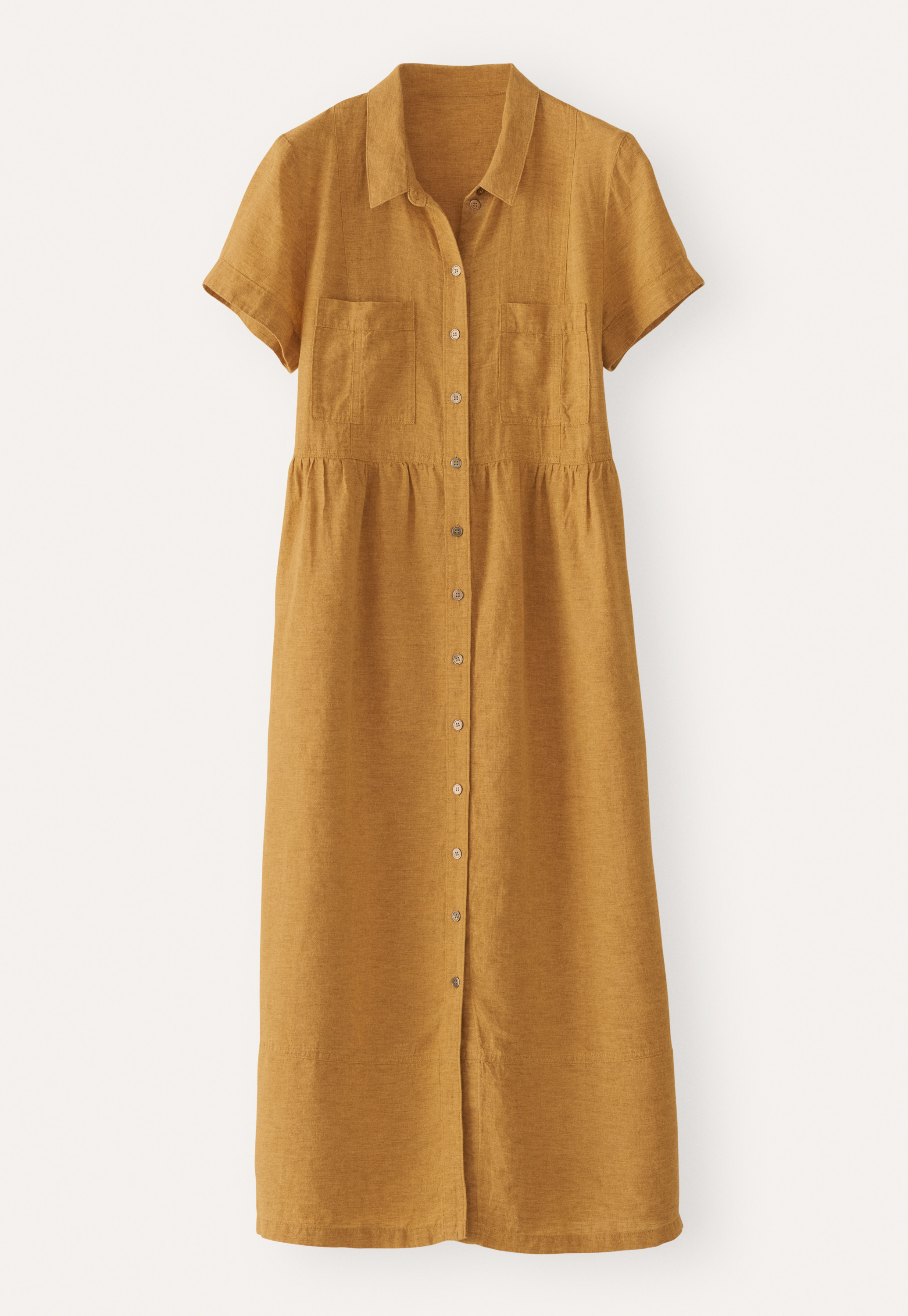 Linen Gathered-Waist Dress
