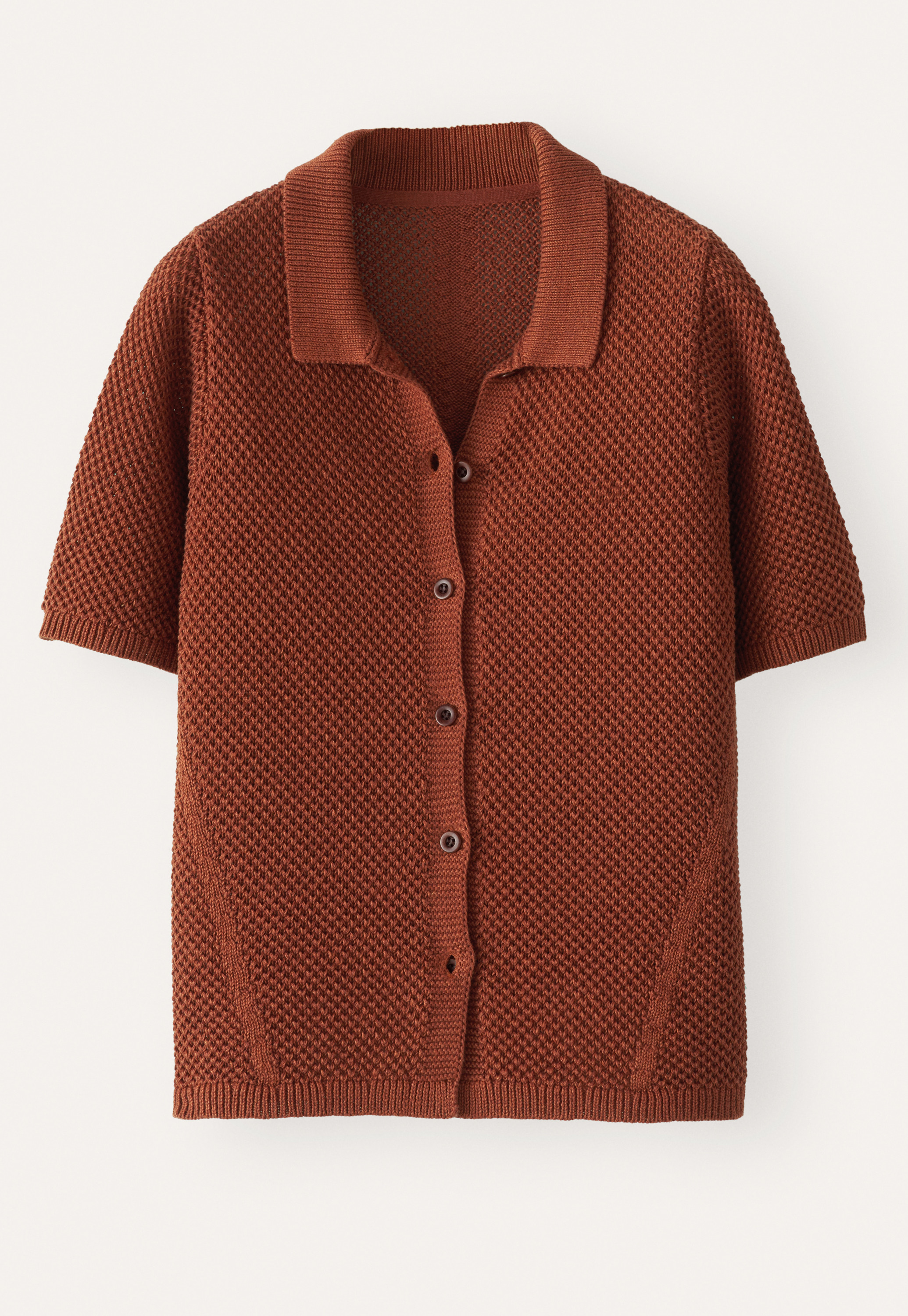 POETRY - Moss-stitch linen collared cardigan