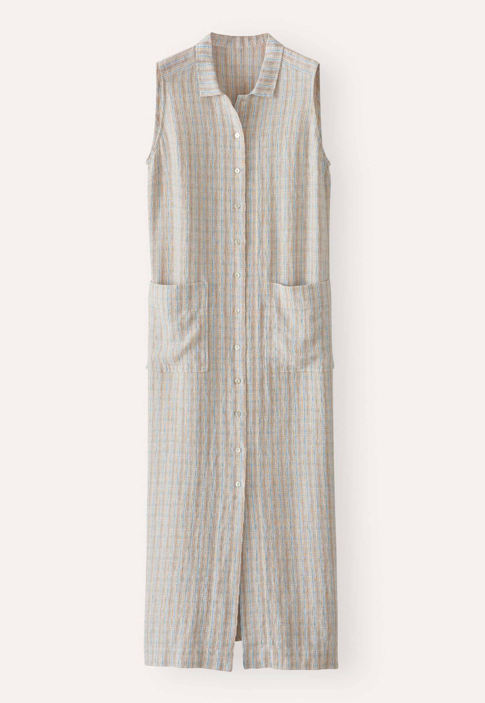 linen sleeveless shirt dress Linen BLEND SHIRT DRESS Linen / M