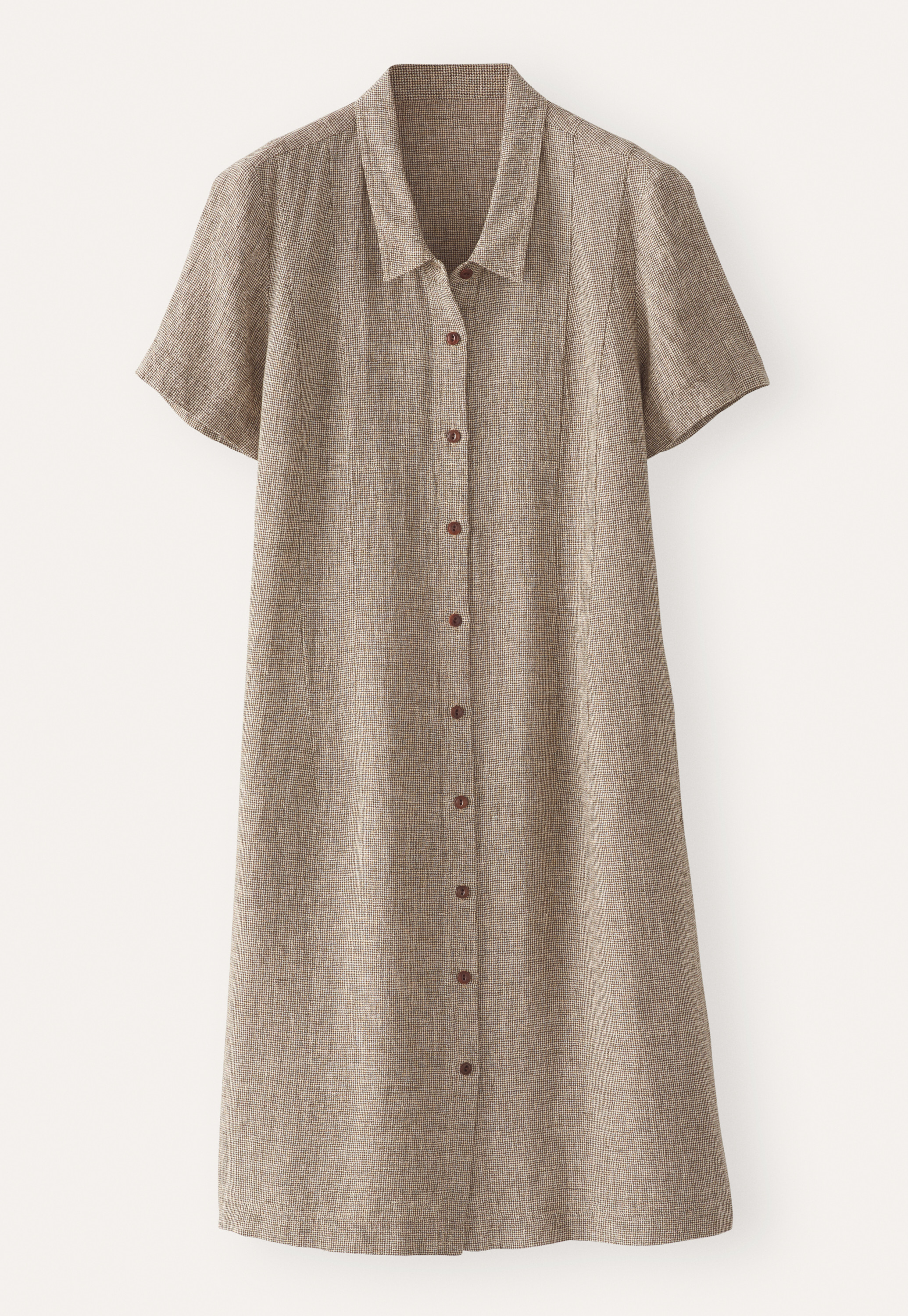 short linen dress High-twist shirt-dress Bust 38 1/2 Linen Decima Mini Dress, S