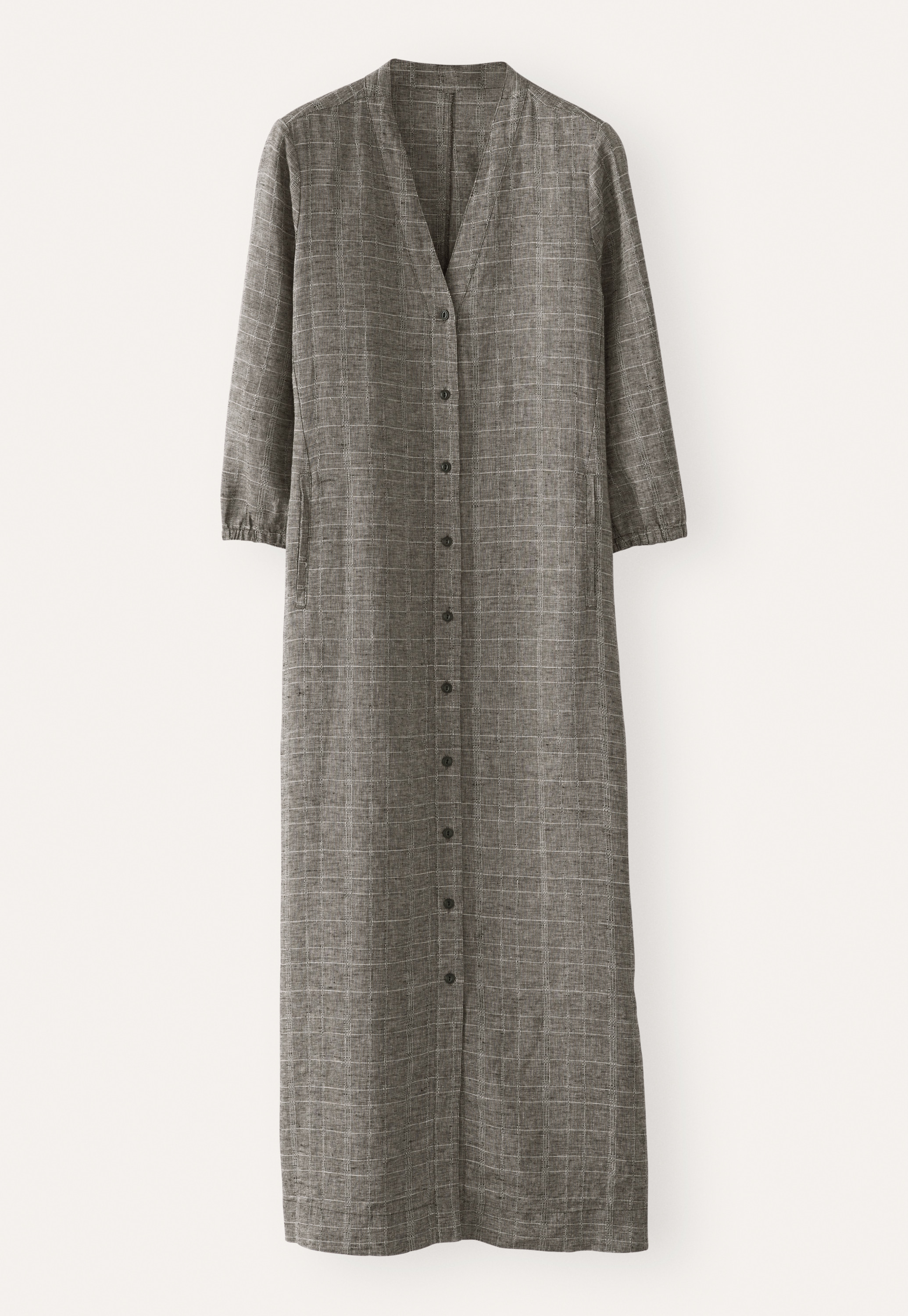 slim fit dress slacks Grid Check Linen Dress – Sahara main image 0