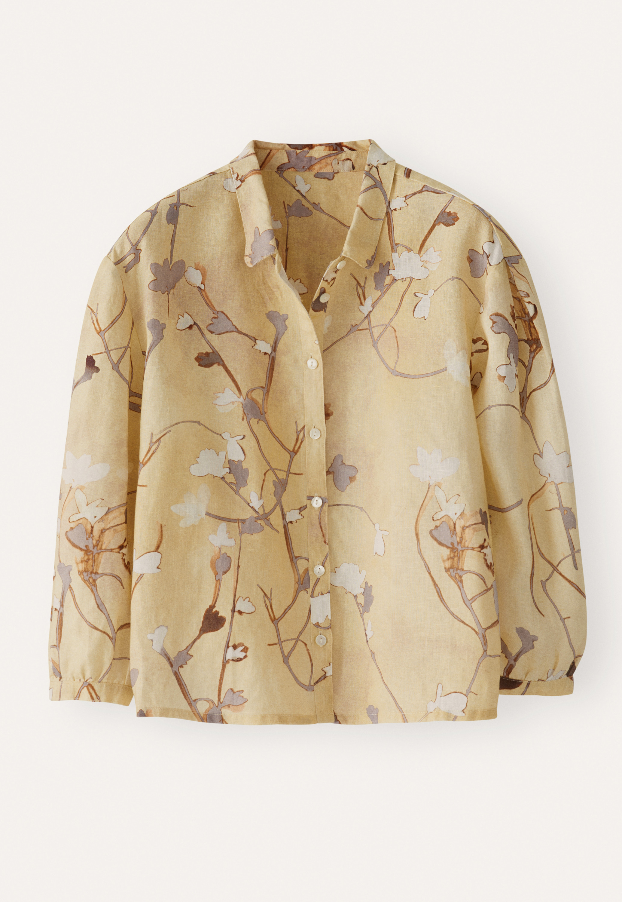 POETRY - Printed linen pleat-sleeve shirt