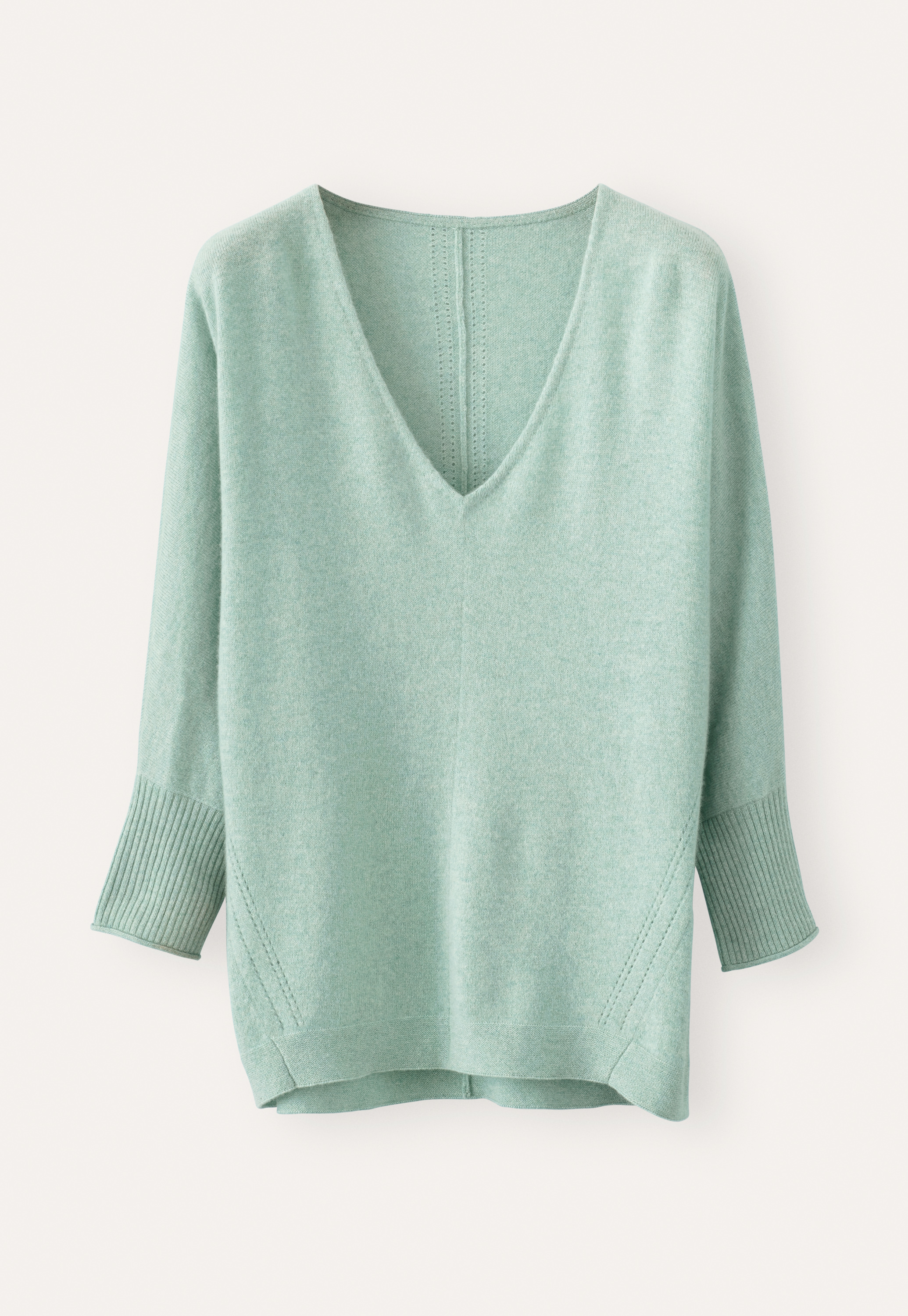 green cashmere v neck sweater