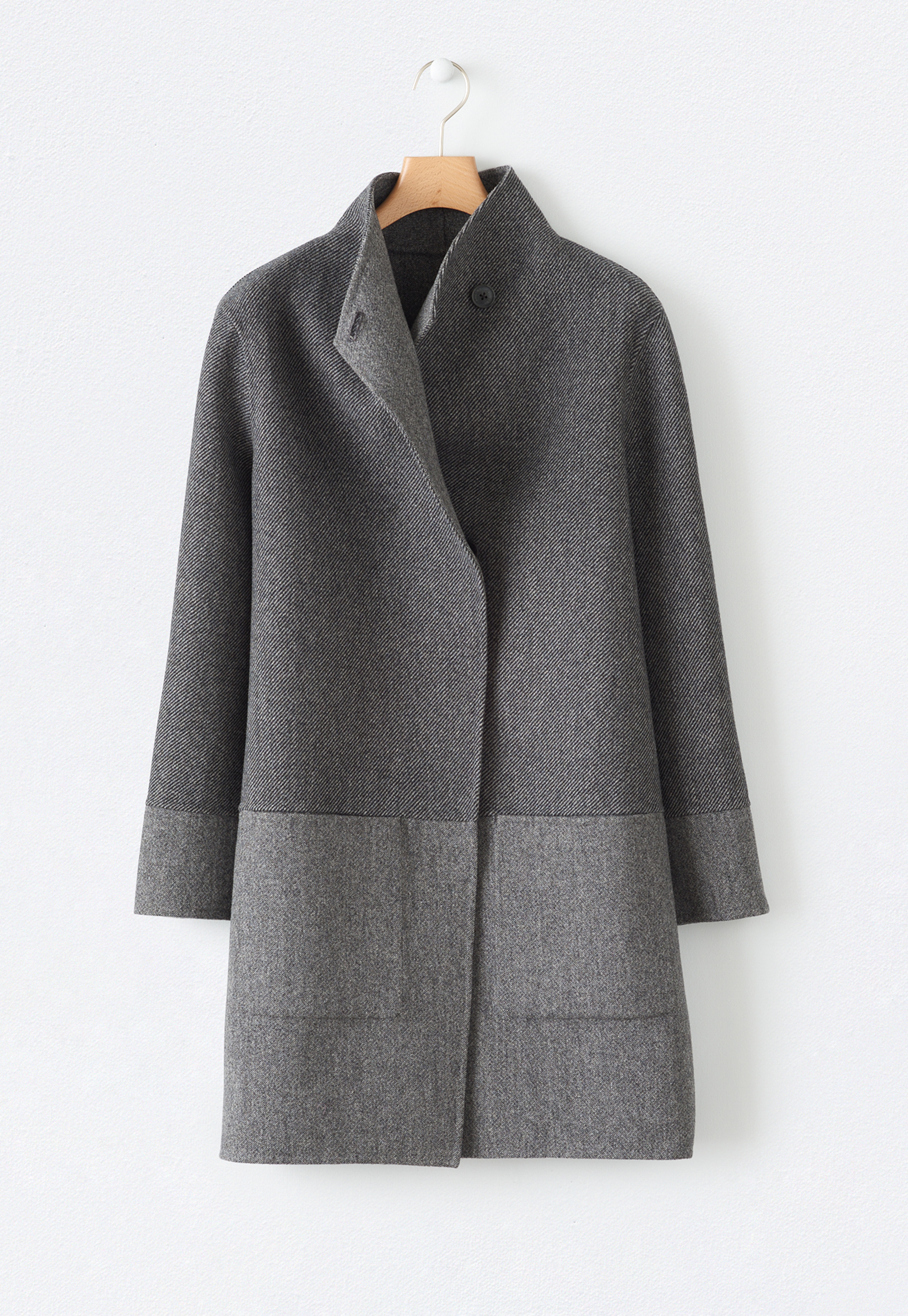 womens grey funnel neck coat